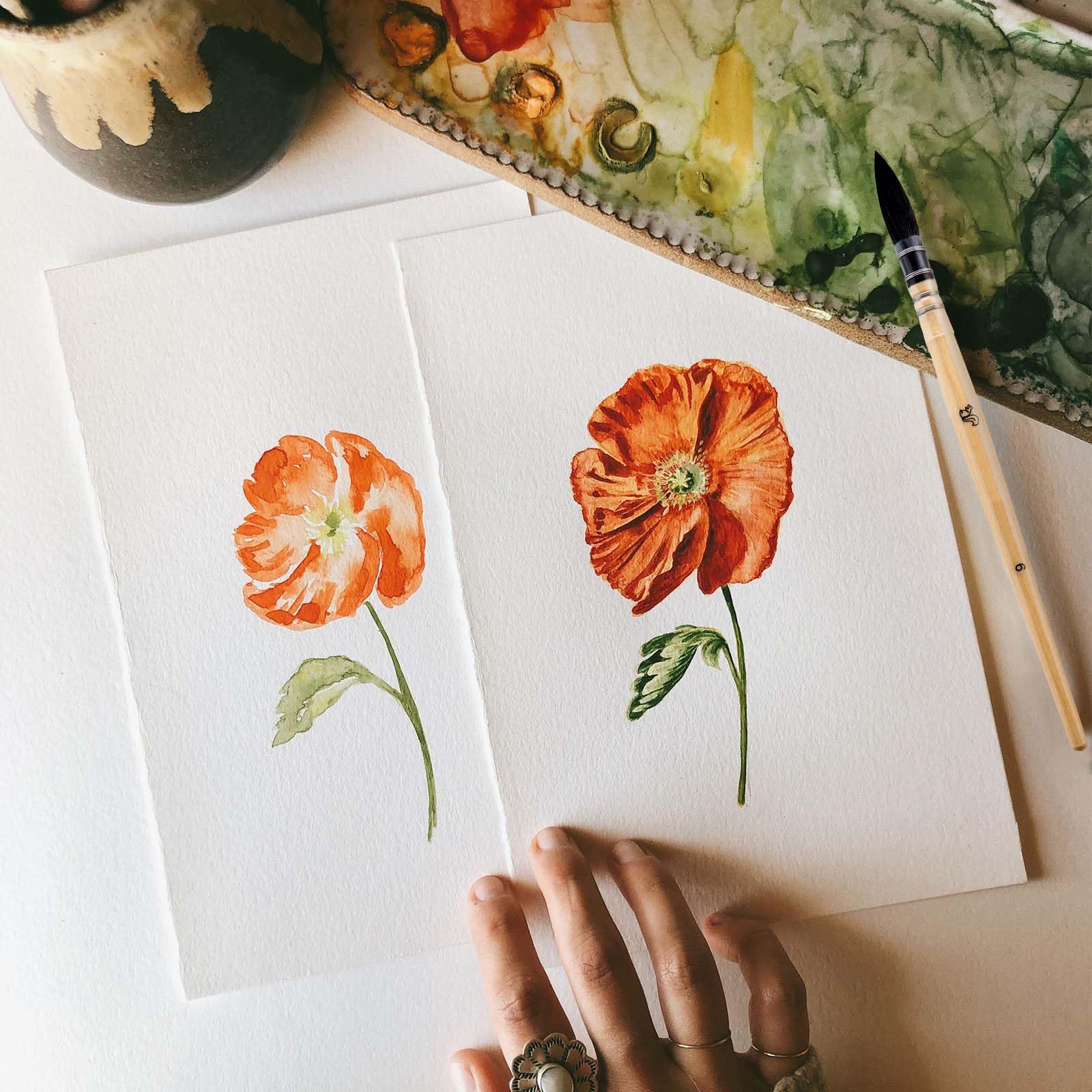 COOZEE Pinceles para artistas, pinceles profesionales de acuarela de pelo de ardilla natural, juego de pinceles redondos y puntiagudos perfectos para acuarela, pintura acrílica gouache (4 pinceles)