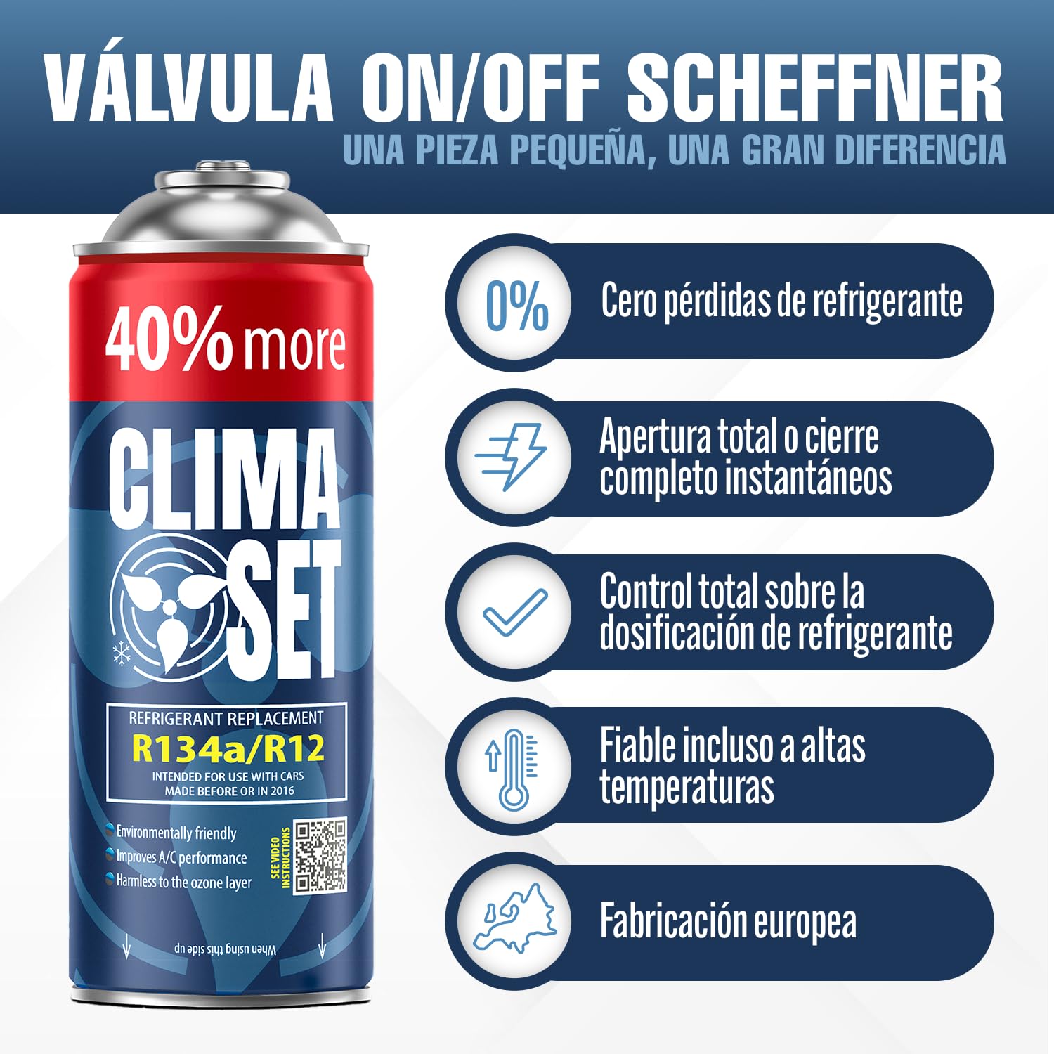 CLIMASET - Kit de Recarga de Aire Acondicionado para Coche - 2X Gas y Aceite sustituto R134a + Manguera - para vehículos de 1994 a 2016, Manguera Moderna y fácil de Usar, manómetro