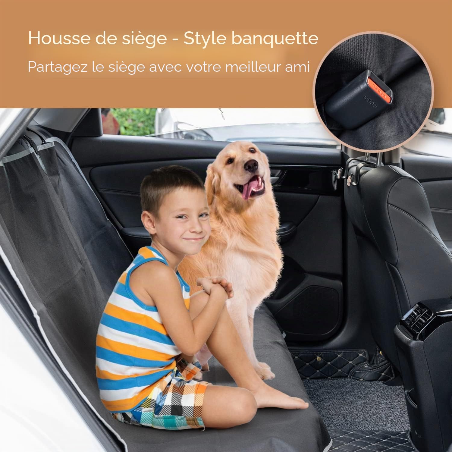 Nobleza Housses de sièges pour Chiens pour véhicules, Housses de siège de Voiture arrière de siège de Voiture en Tissu Oxford imperméable résistant aux Rayures et antidérapantes, Accessoires de