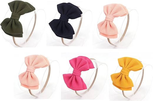 Fashion Alley Baby Girls Headbands (Pack of 6) - Stretchy Chiffon Hair Bows &amp; Wraps - Newborn to Toddler - Multiple Colors