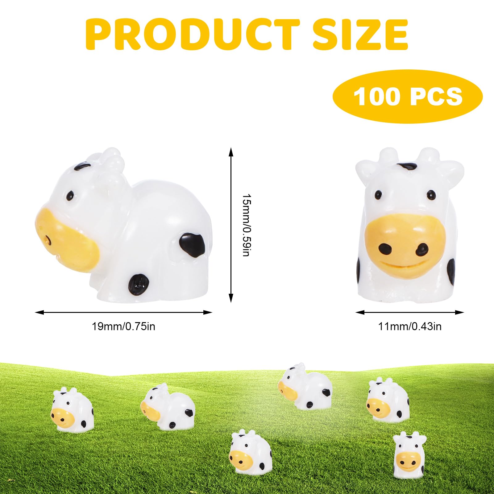 100 Pcs Mini Vache Figurines Résine Vache Miniature Animaux Figurines