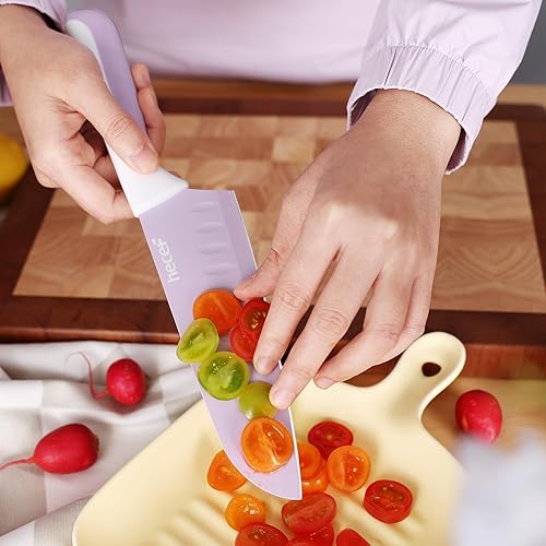 Miniatura 6 de hecef Juego de cuchillos de cocina de 15 piezas con bloque de madera afilado integrado, apto para lavavajillas, juego de bloques de cuchillos de