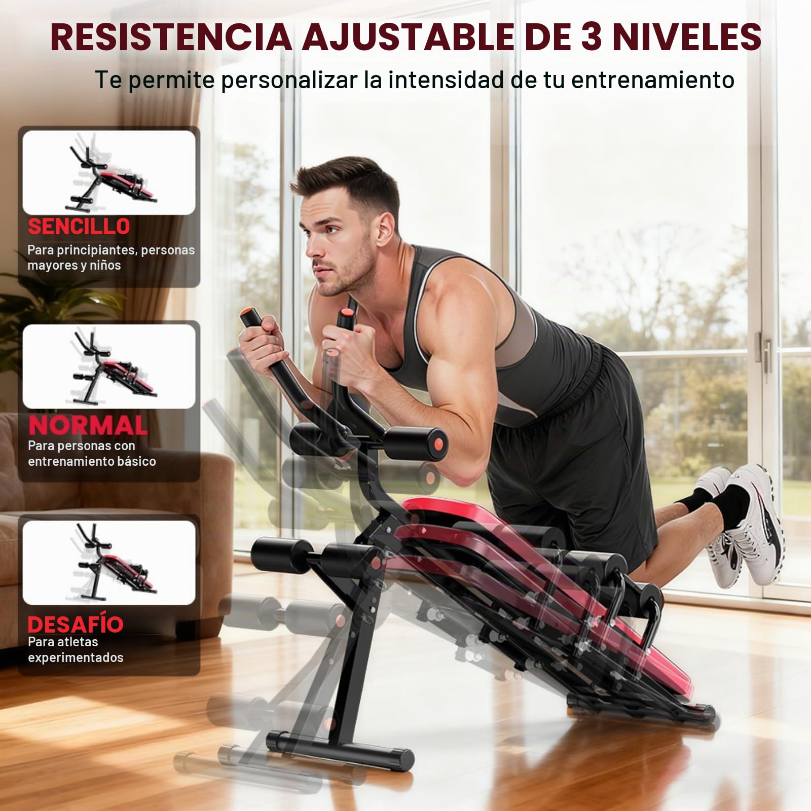Entrenador abdominal para el hogar, dispositivo de entrenamiento multifuncional, capacidad de carga de 150 kg, para entrenamiento de cuerpo completo, abdominal, con contador