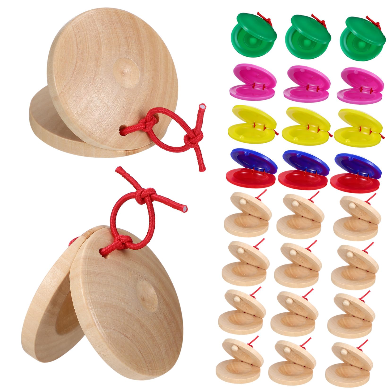 SEWACC Juego de 24 Piezas de Palas de Madera y Plástico para Niños, Juguetes Educativos de Percusión Infantil Que Entrenan la Audición y Fomentan la Comunicación Familiar
