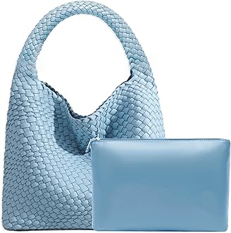 JINMANXUE Woven Tote Bag for Women, Fashion Hobo Handbag, Travel Top-handle Shoulder Bag, Beach Underarm Bag with Purse