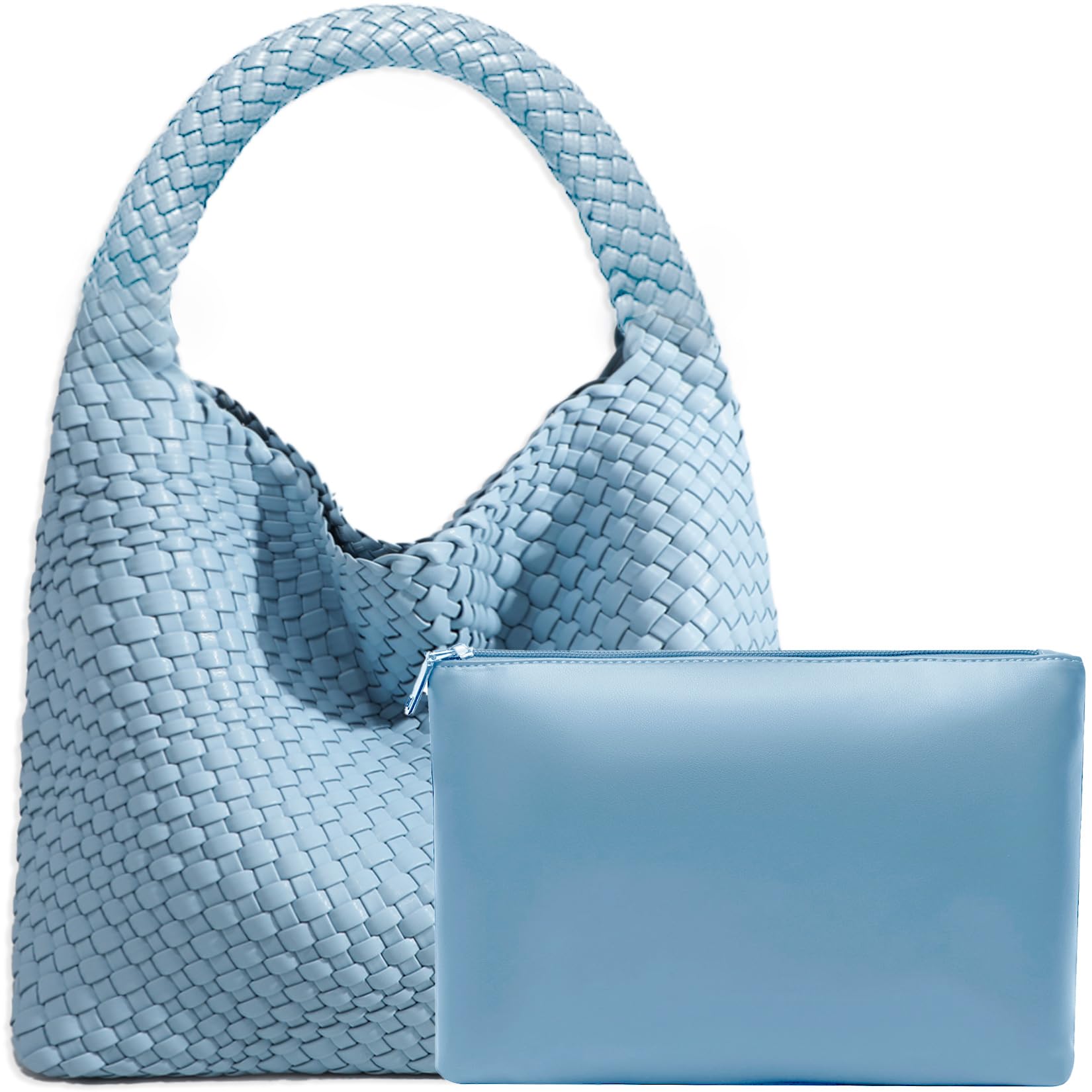 JINMANXUE Woven Tote Bag for Women, Fashion Hobo Handbag, Travel Top-handle Shoulder Bag, Beach Underarm Bag with Purse