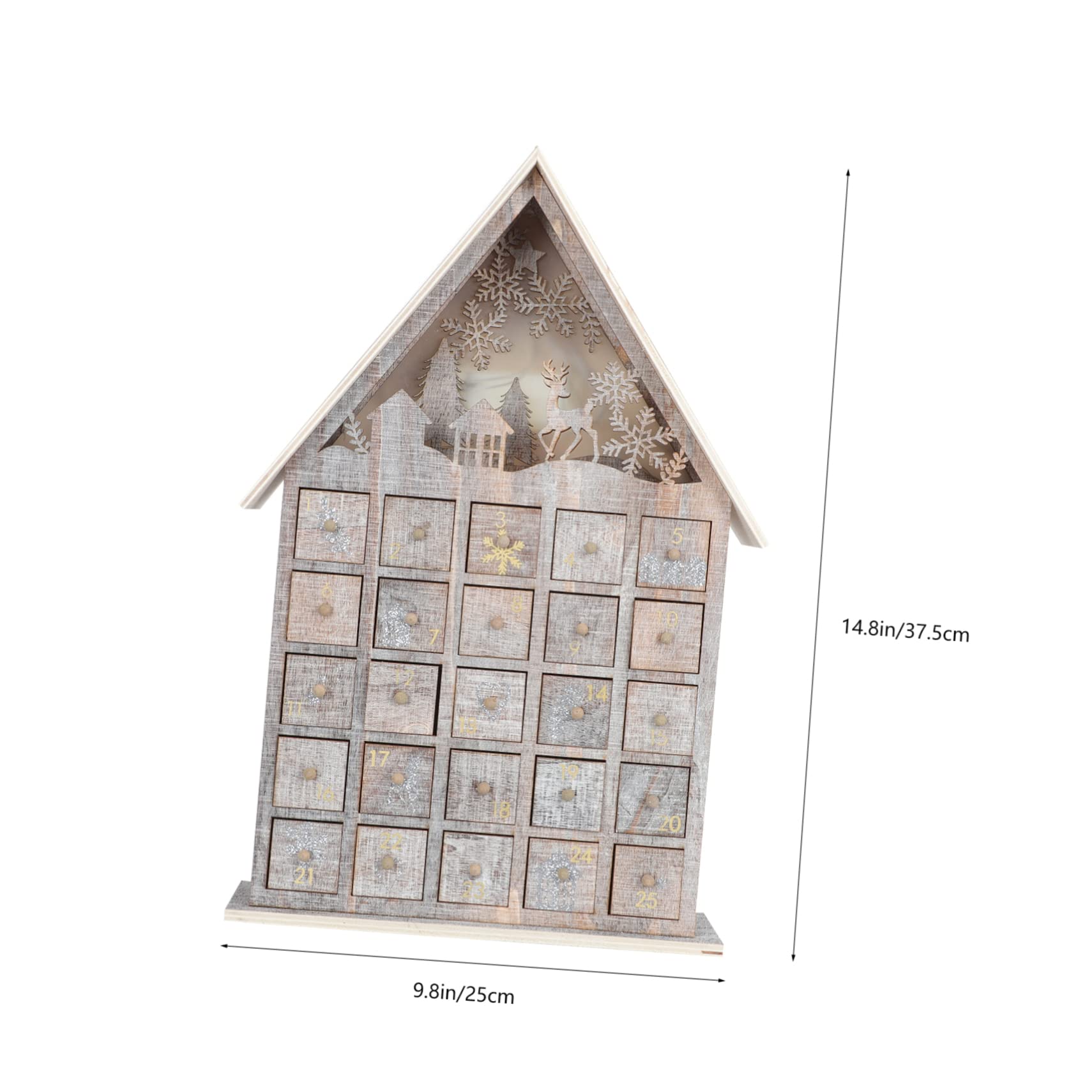 Holz Adventskalender für Junge Mädchen mit Beleuchteter Schublade Weihnachtstischdekoration aus Holz Langlebig und Stabil für Wohnzimmer und Esstisch