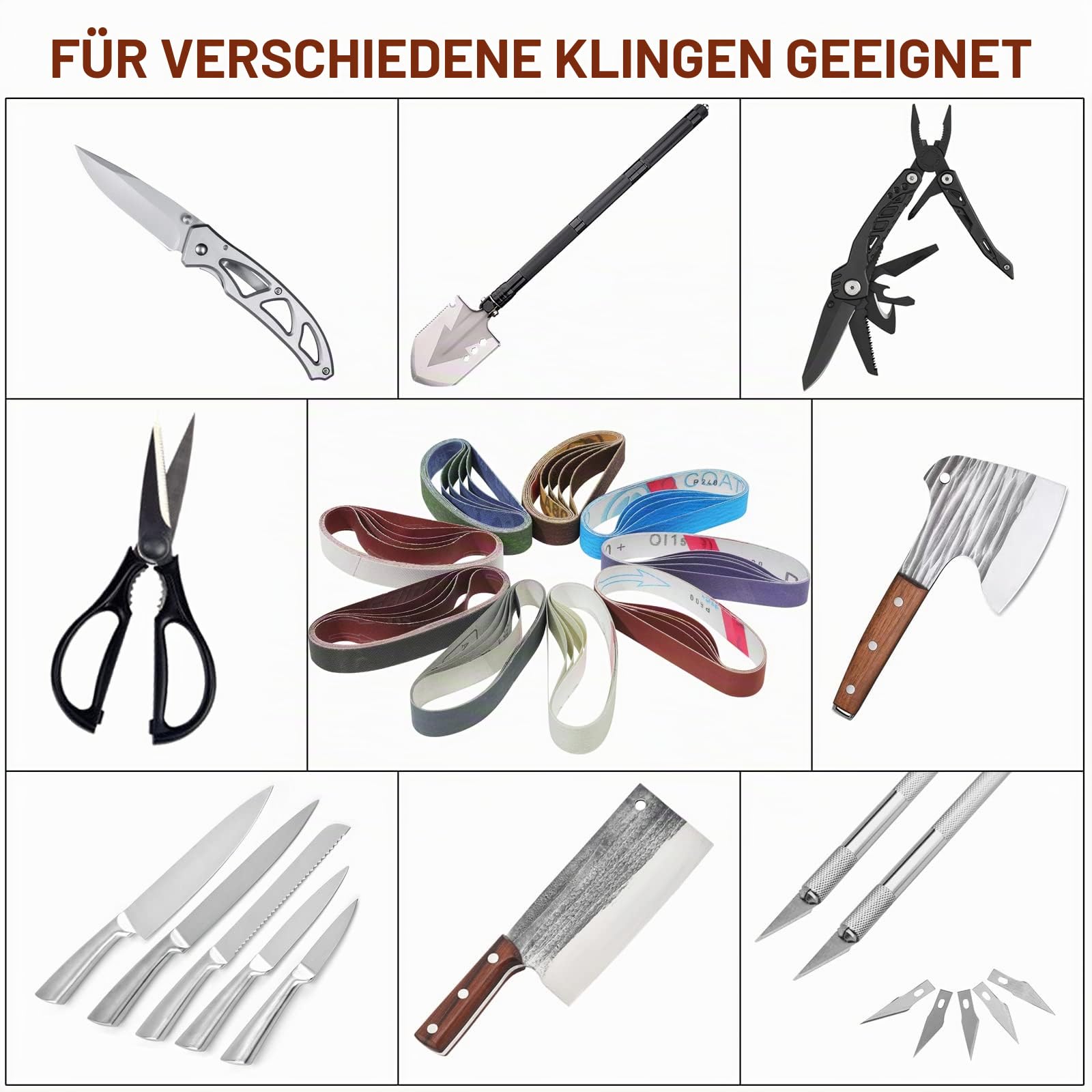 Ersatz-Messerschärfer, Schleifband-Set für scharfe Messer- und Werkzeugschärfer, Ken Onion Edition (WSKTS-KO), Körnung 80/120/240/400/600/800/1000/2500/5000, 45 Stück