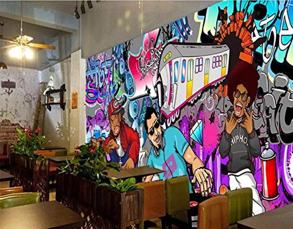 XHXI Foto Europa Graffiti Hip Hop Rock Music Bar Wall s per soggiorno Carta da parati fotomurali poster murale Soggiorno camera letto sfondo-300cm×210cm