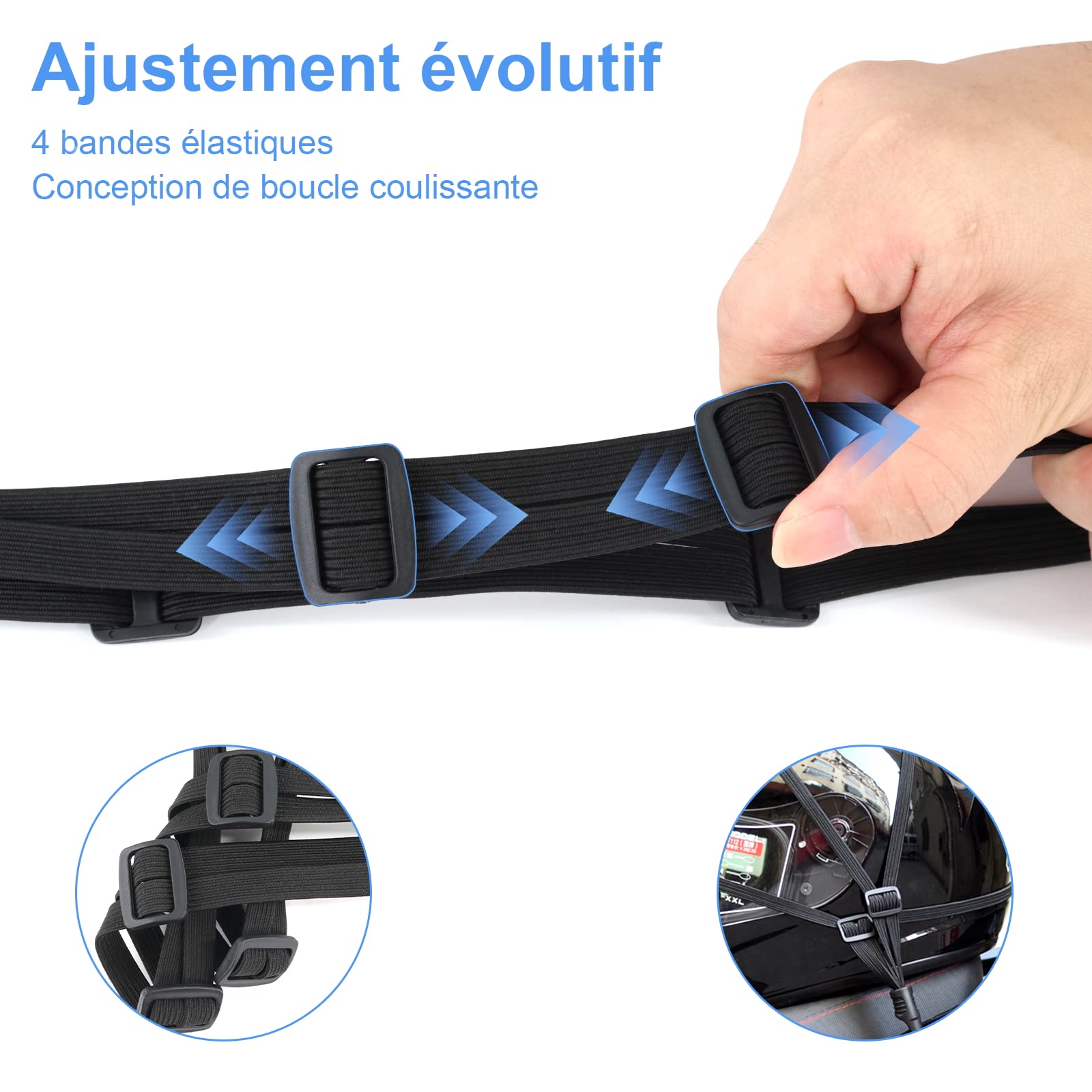 Lot De 2 Sangles à Bagages Tendeur Élastiques - Crochet Double Pour Moto, Vélo Et Remorque