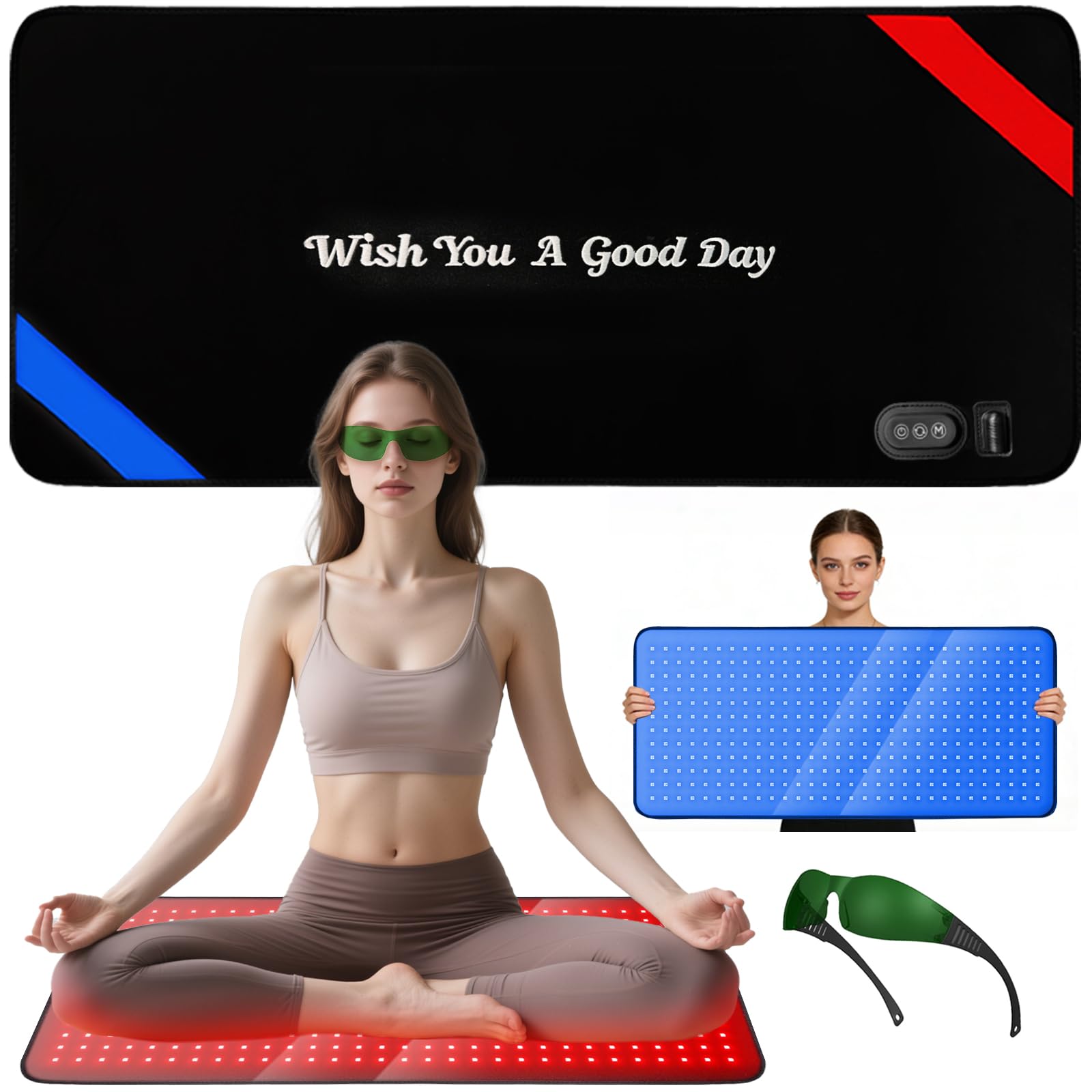 Photo 1 of Red & Blue Light Therapy Mat for Body 33"×17" – 360 LEDs Infrared Light Pad (460nm + 660nm + 850nm) for Back, Waist, Knees & Joints Pain Relief, 60W Red Light Therapy Panel for Men & Women
