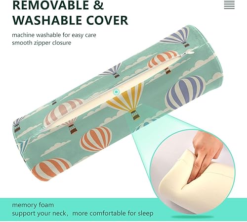 Miniatura 4 de Almohada redonda cilíndrica de globo de aire caliente para aliviar el dolor de cuello, suave y transpirable, almohada de espuma viscoelástica de