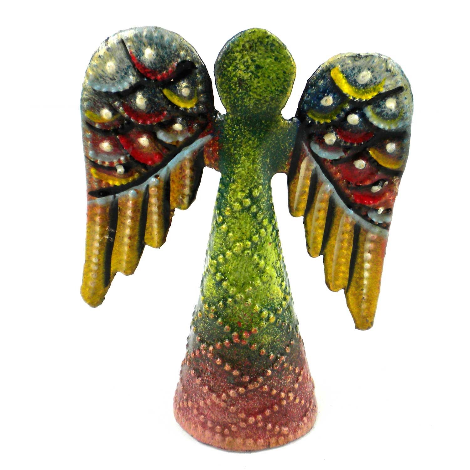 Angel Recycled Handmade Haitian Metal Art Tabletop, Painted Angel 4"