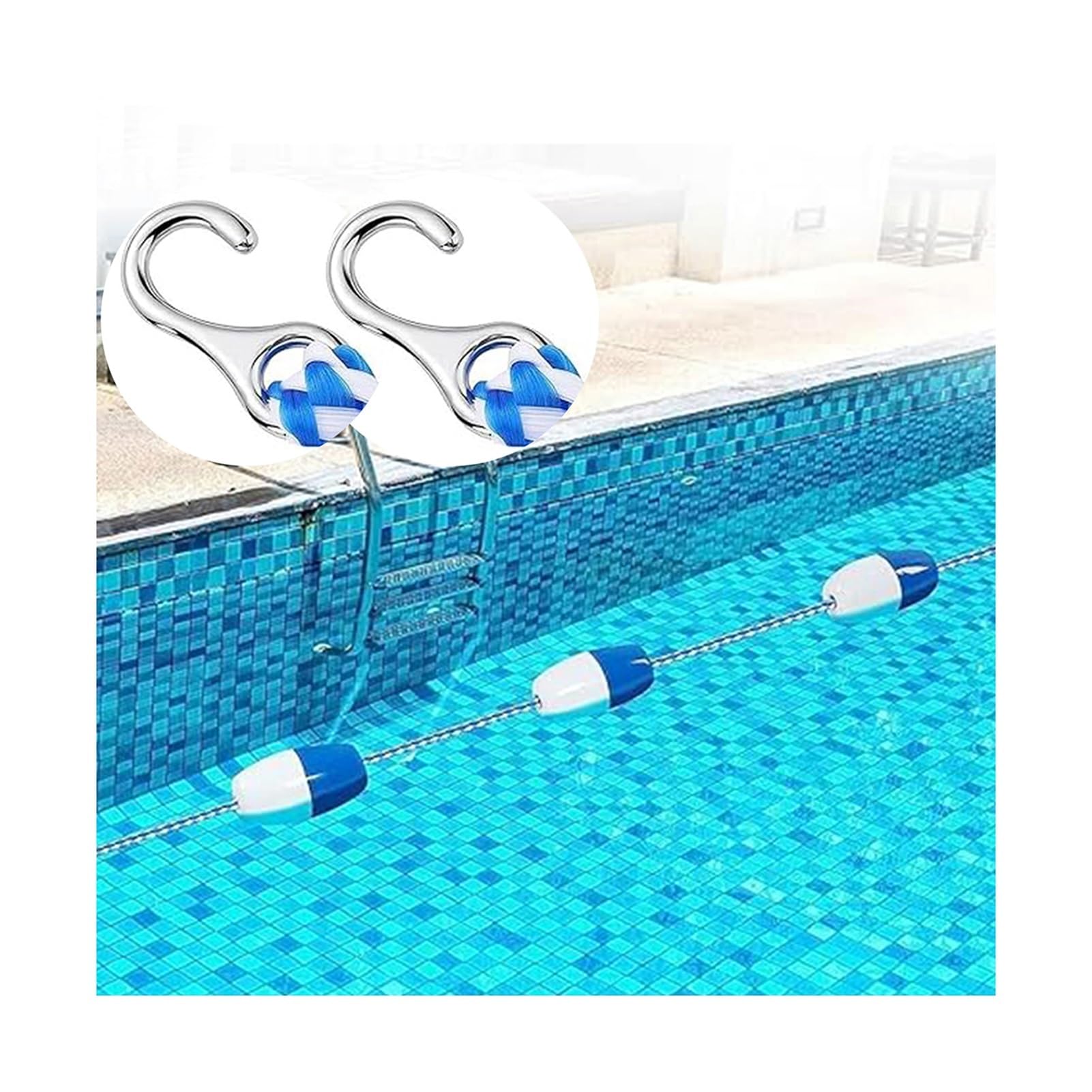Générique Barrière de sécurité pour Piscine avec bouée de sécurité, Corde Flottante Personnalisable de 1 à 18 m avec 2 Crochets, idéale pour la Piscine et la Plage (Longueur 6 m)