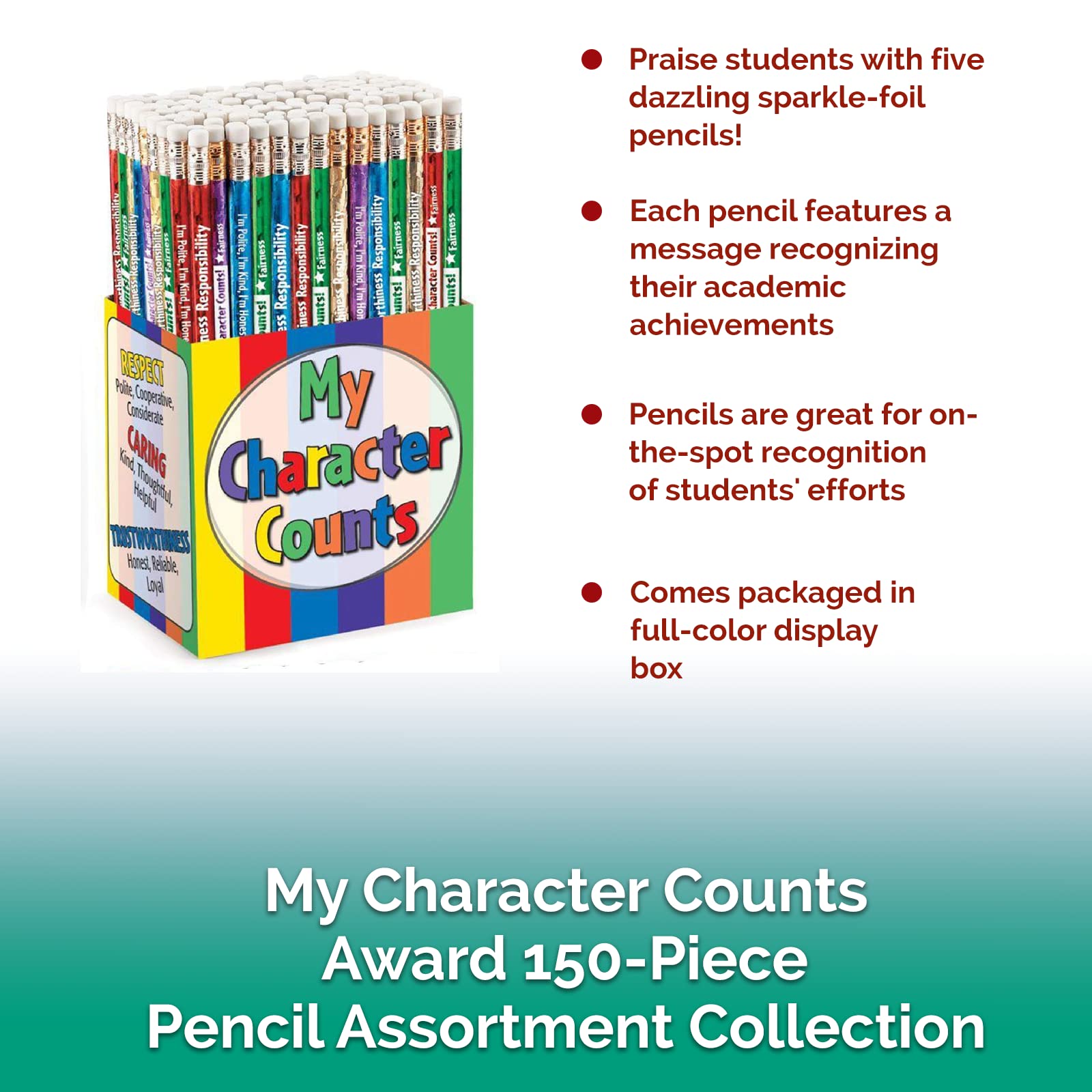 Amazon Com Positive Promotions Lead Pencil Pack Inspirational Pencils Engraved With Motivational Sayings For School College The Office 150 Pieces My Character Counts Office Products