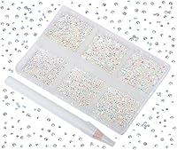 Vista 17 de 2880 diamantes de imitación para arte de uñas, sin termofijación, fijación con pegamento, cristales redondos de vidrio con base plana para hacer