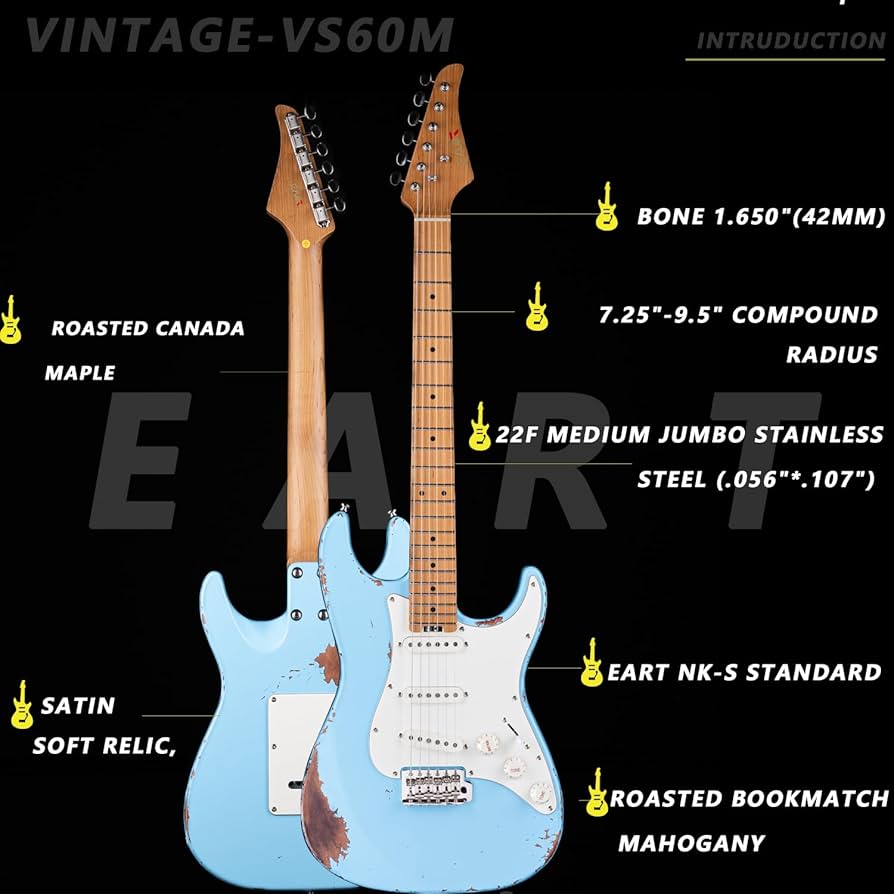 Amazon | EARTレトロ-VS 60M 6弦ソリッドギターフルサイズ焼楓木