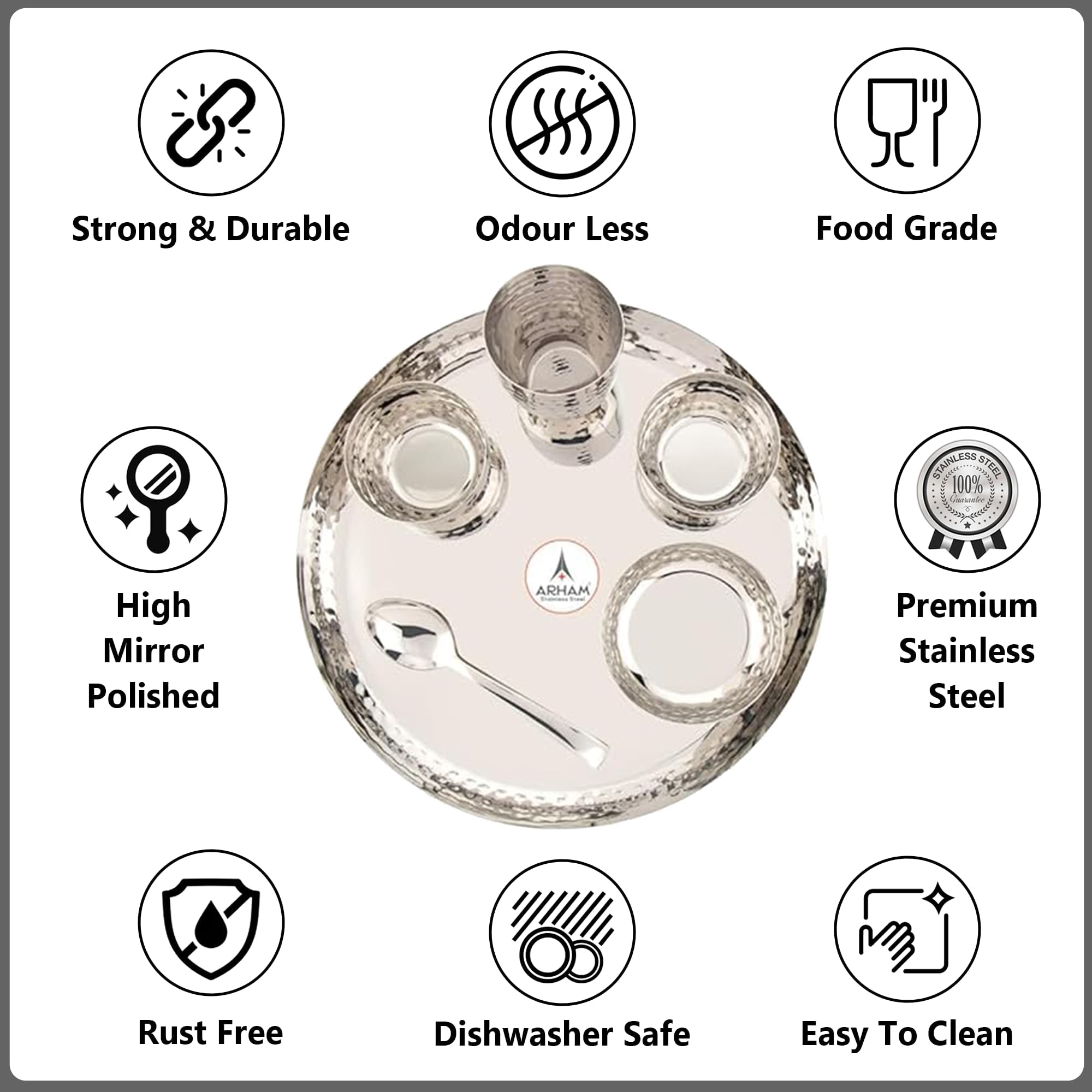 Arham Stainless Steel Dinner Set - 36 Pcs -2