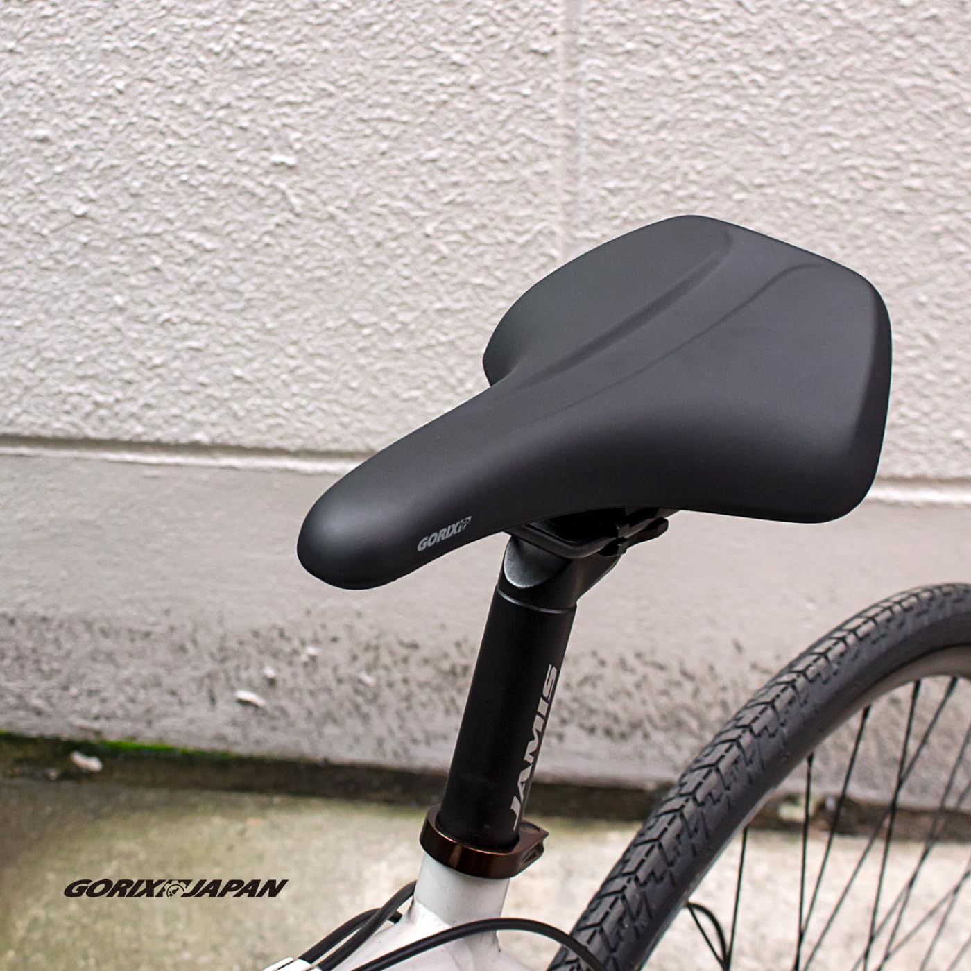 GORIX Fahrradsattelsitz, breites, Dickes Kissen, Stoßdämpfung für Lange Fahrten, MTB, Rennrad(GX-SN714)