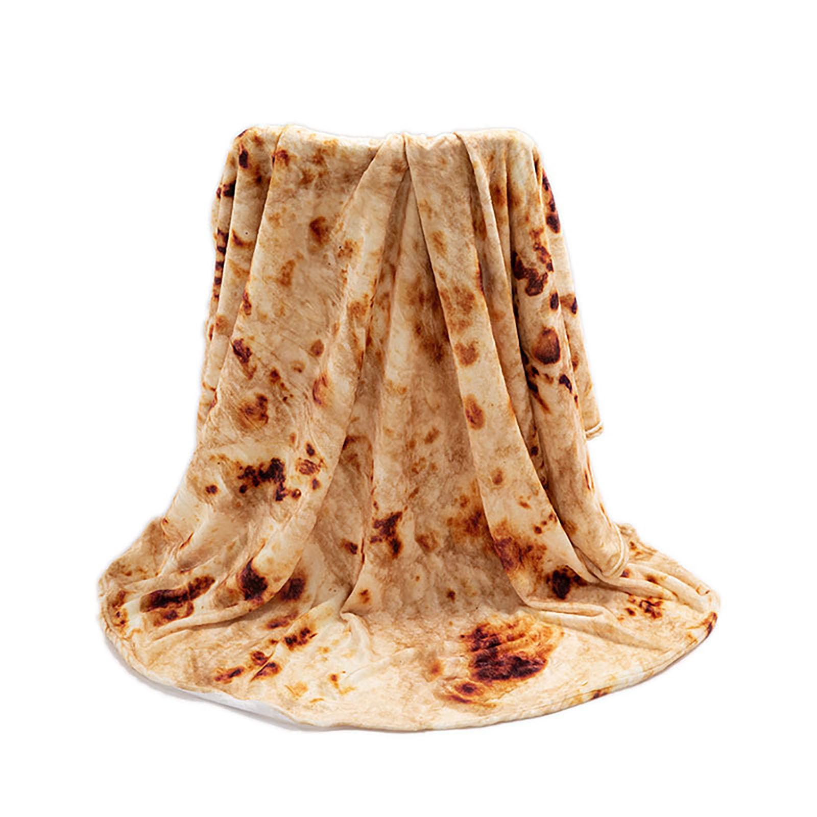 E-yimeng Burritos Tortilla Wrap Blanket Adult Kids and Baby Size Gifts,Novelty Funny Tortilla Round Blanket,Fluffy Fuzzy Blankets & Throws for Bed Sofa Brown 36 inches