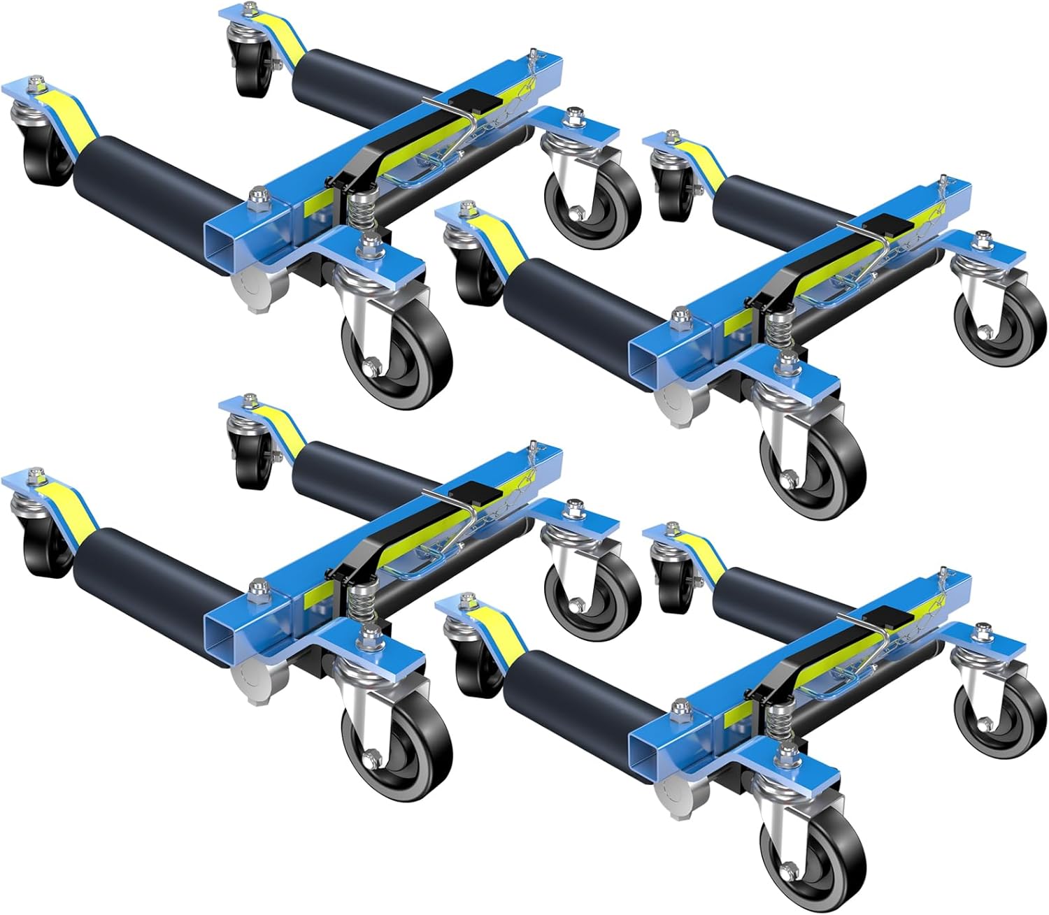 LARBANKE Car Wheel Dolly Jack Set of 4,1500-lbs Hydraulic Car Skates with Foot Pedal, Wheel Vehicle Positioning Jack, Dolly Set with Unique Reflective Tape,for Tire Auto Repair Moving
