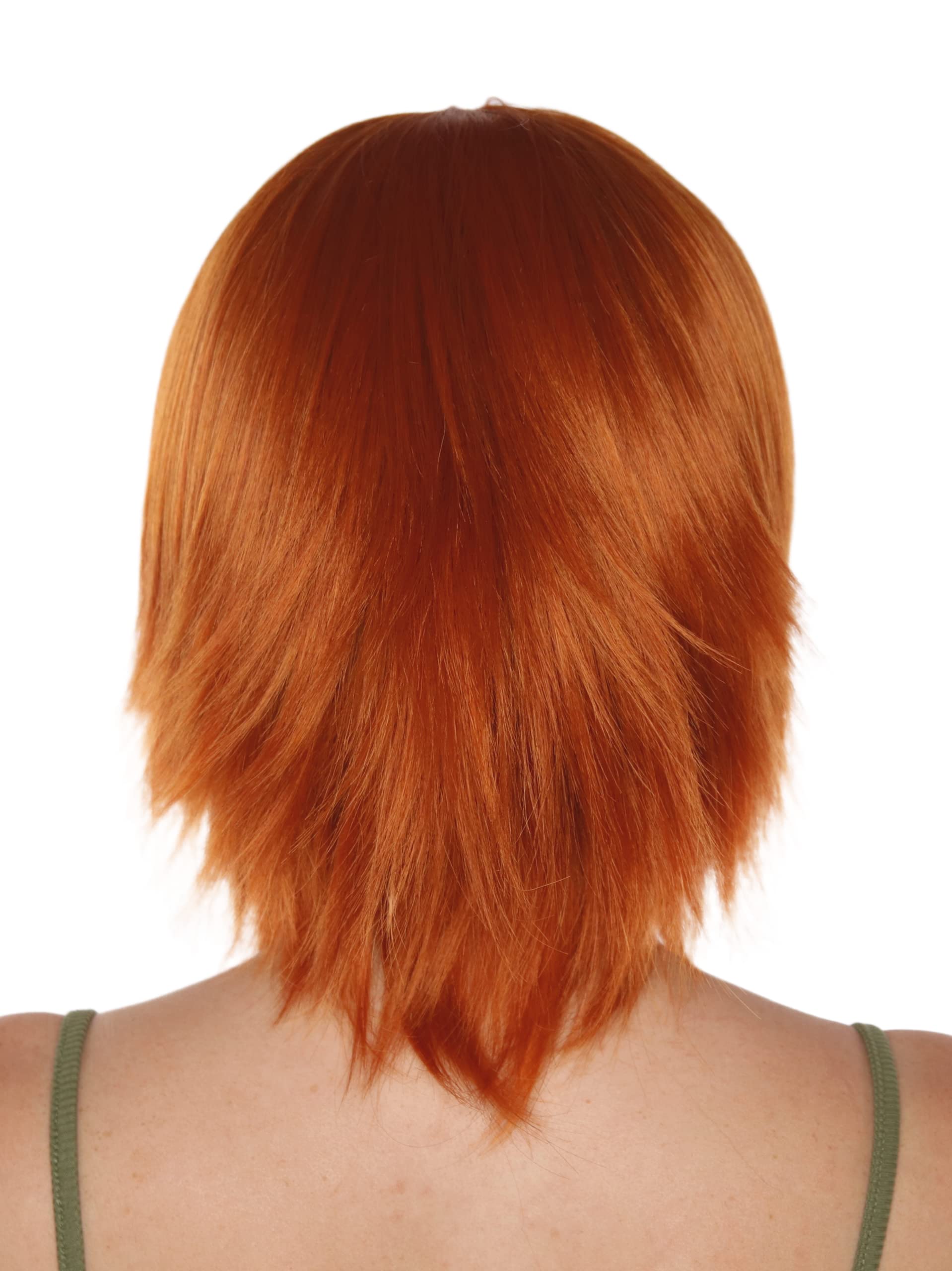 Prettyland Parrucca Media Lunghezza Capelli con frangia frangetta Scalati Lisci rosso arancio C622