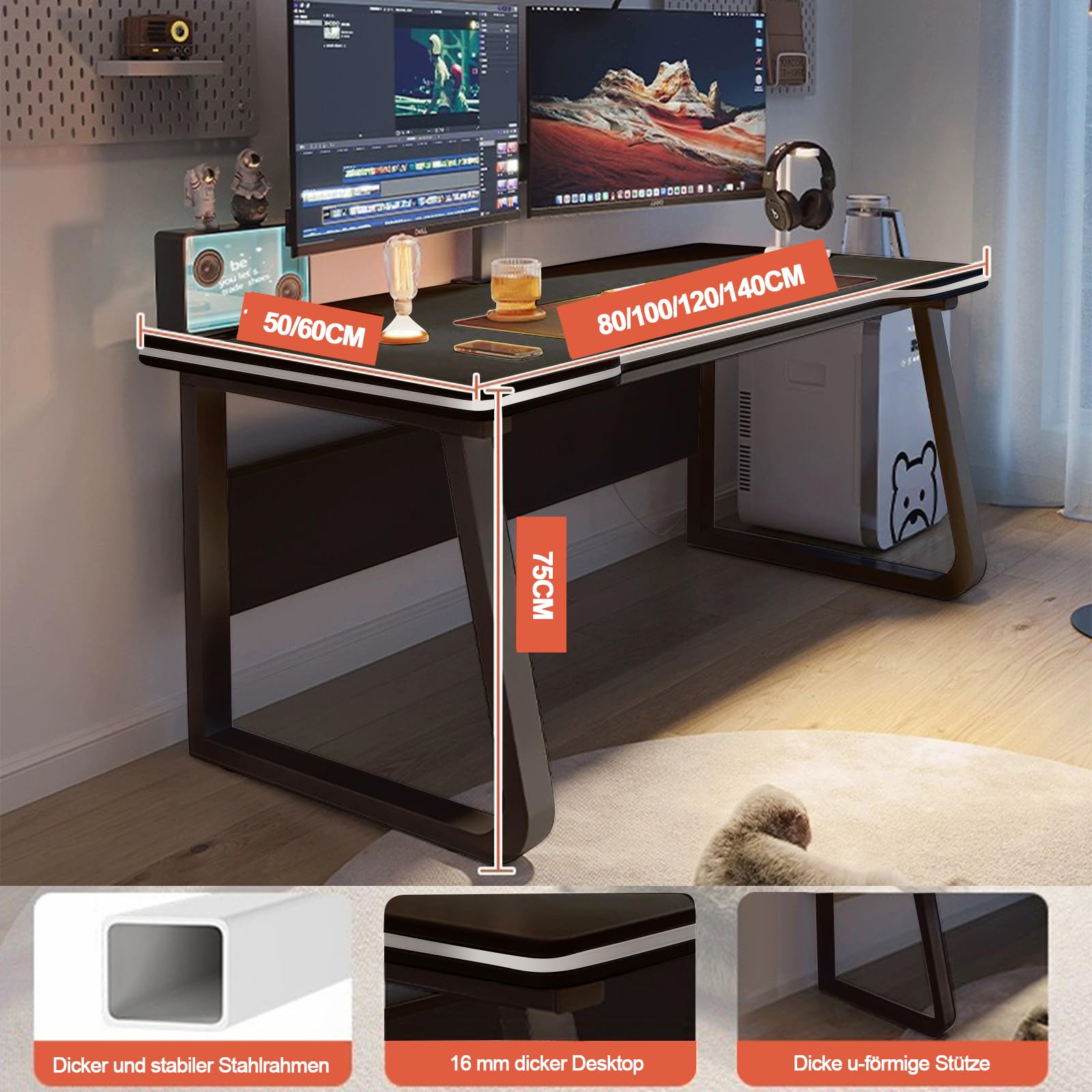 Schreibtisch Gaming Computer Schreibtisch Studenten Kunst Modern Einfacher Stil PC Tisch Holz Arbeitsplatz für Zuhause Büro