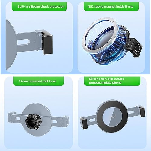 Miniatura 5 de Smartphone Mount Adapter with 17mm Ball Head for Phone 17 16 Mount Holder Cellphone Clamp Stand Phone Holder for Car Dashboard Tripod