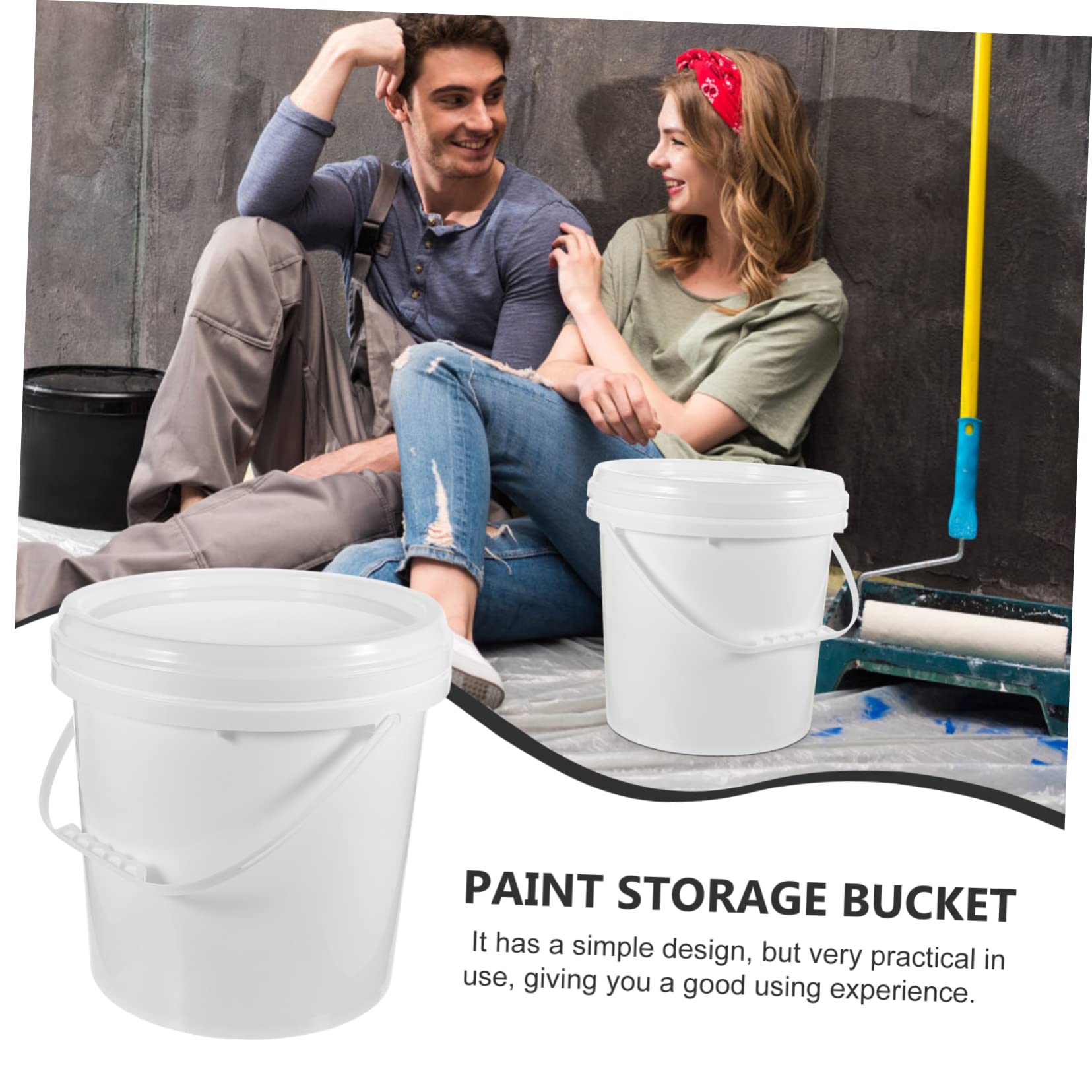 Cubo de Pintura de 10 litros con Tapa, Hdpe Blanco | Airtight, Asa Integrada, para Almacenamiento Diario y Embalaje de Pintura