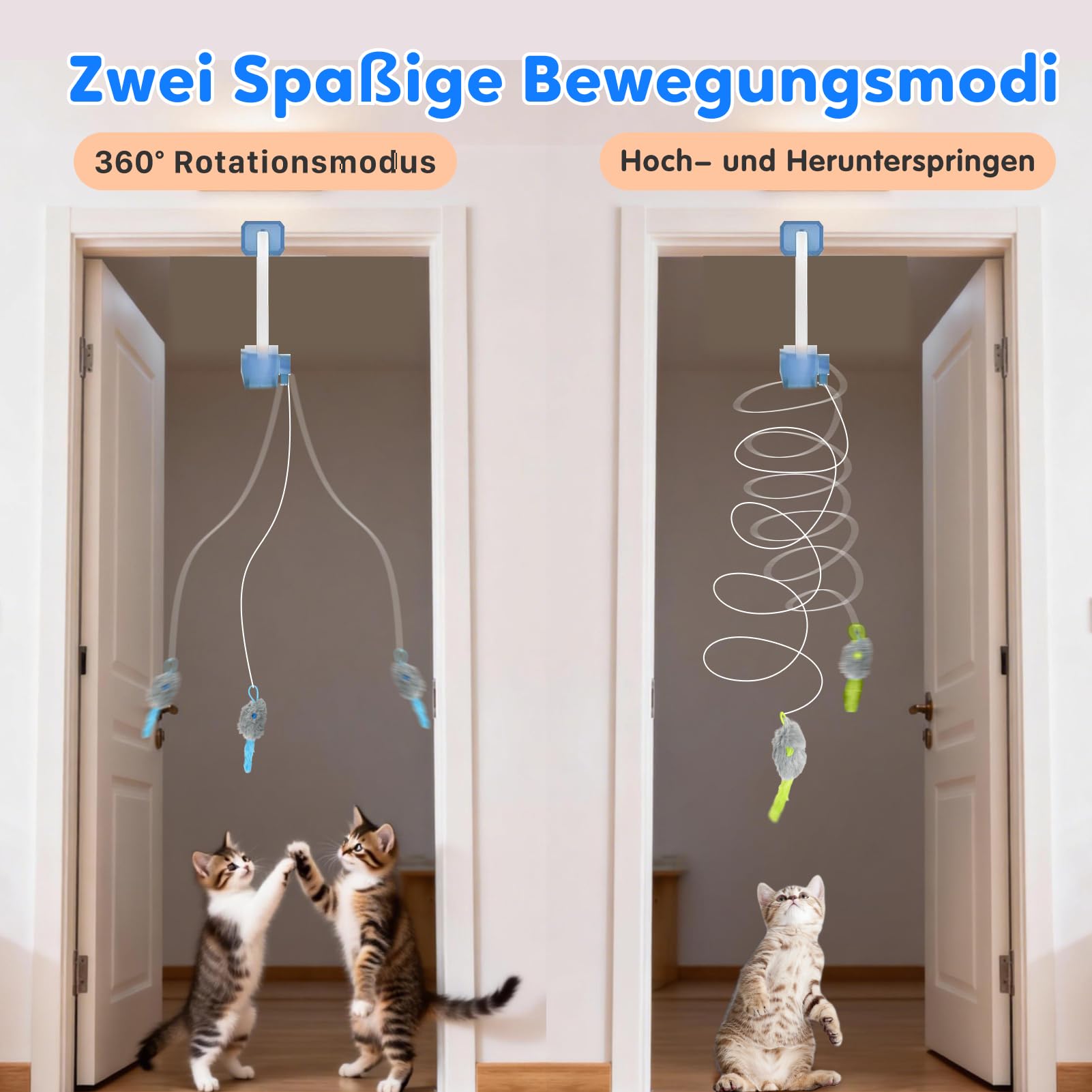 Elektrisches Katzenspielzeug mit Fernbedienung, Interaktives Katzenspielzeug für Wohnungskatzen, automatische 360°-Bewegung, unregelmäßige Bewegungen, USB-wiederaufladbar (Blue)