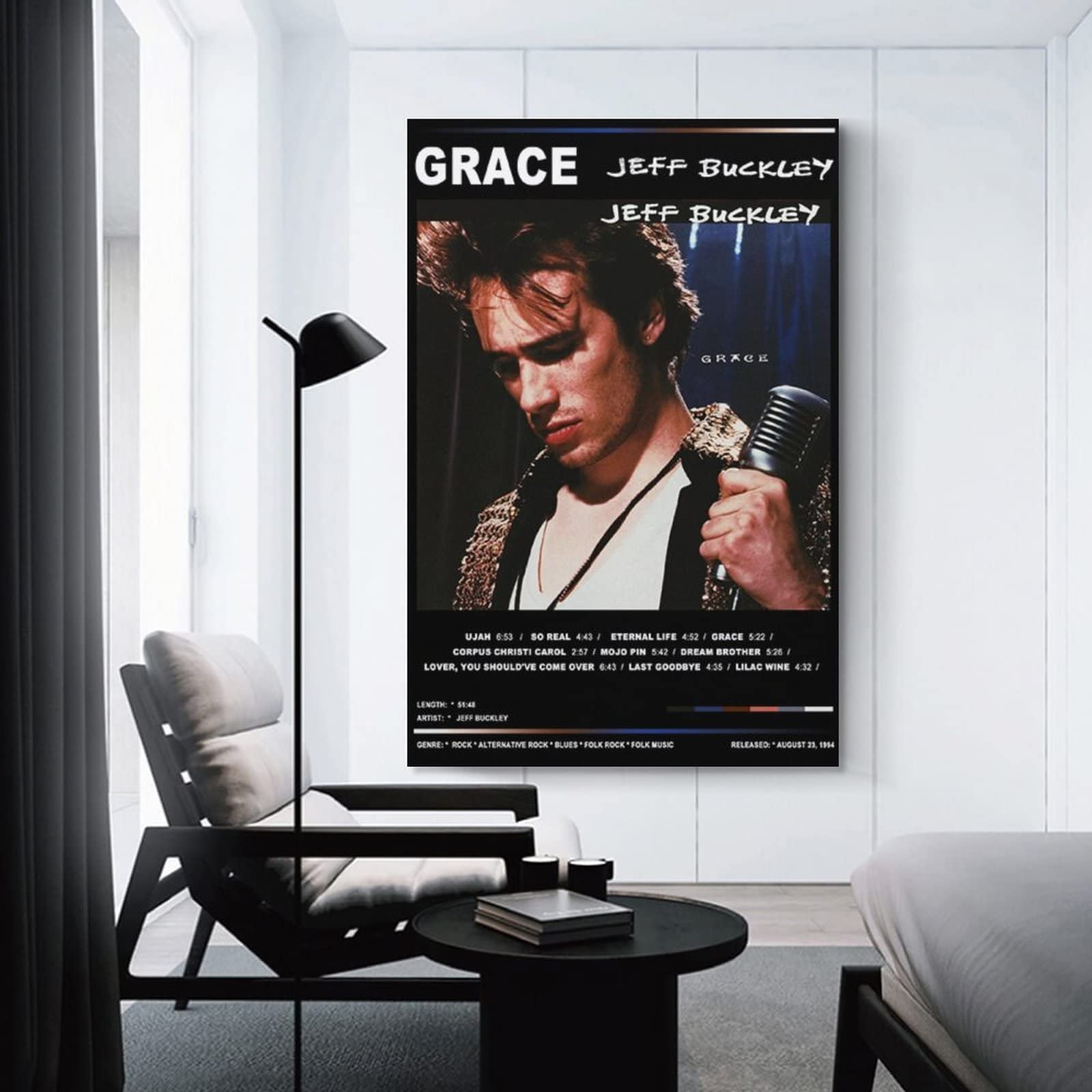 Amazon.com: Jeff Buckley 海報格雷斯90 年代鼓舞人心的音樂歌曲封面海報(2) 帆布海報牆壁裝飾藝術繪畫客廳臥室裝飾禮物無框風格-  112 x 18 英吋(30