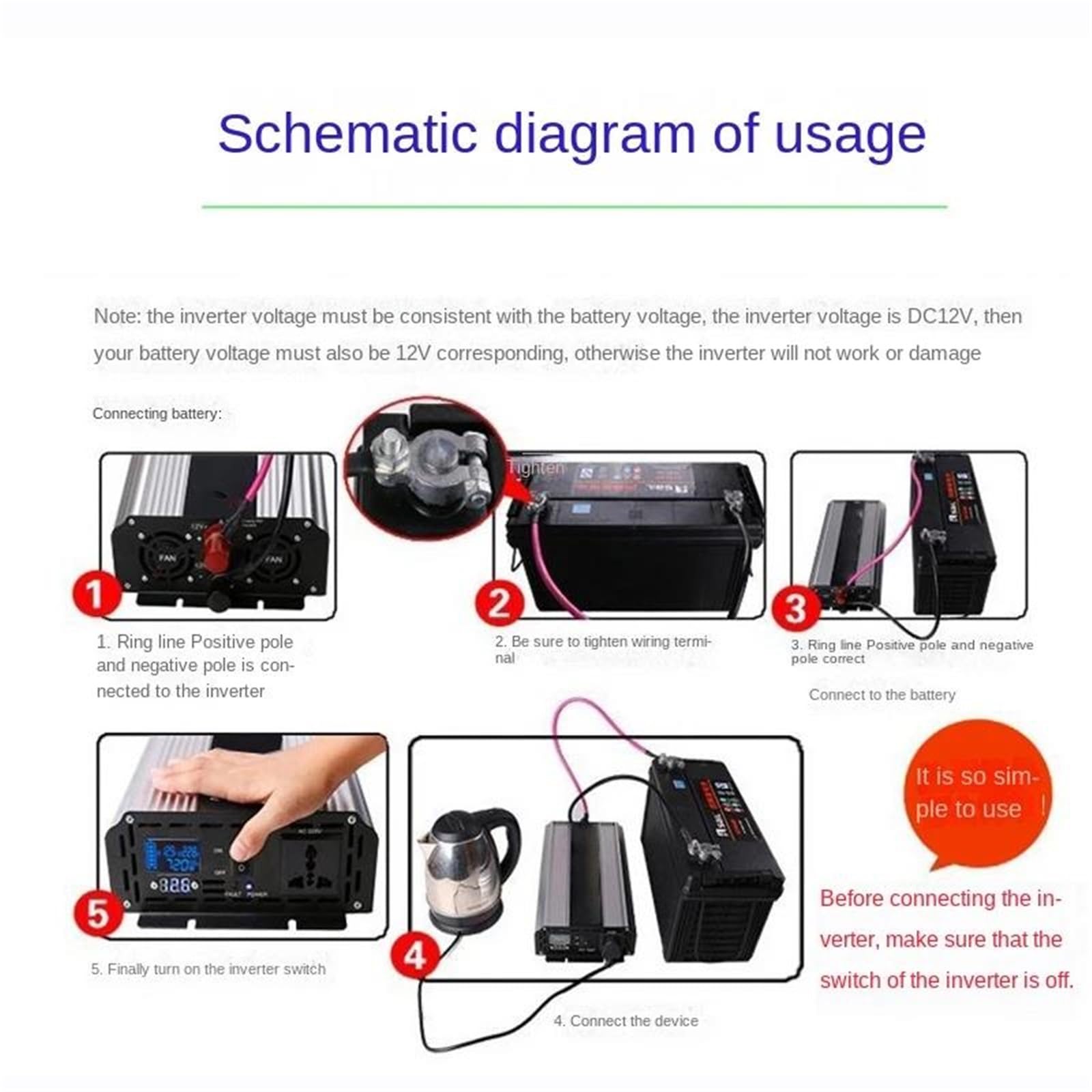 Power inverter Inverter Da 4000W 5000W 12V 220V 24V 110V Inverter A Onda Sinusoidale Convertitore Di Tensione Di Alimentazione Portatile Da CC A CA Inverter Automobile con inverter(4000W 12V 220V 50HZ