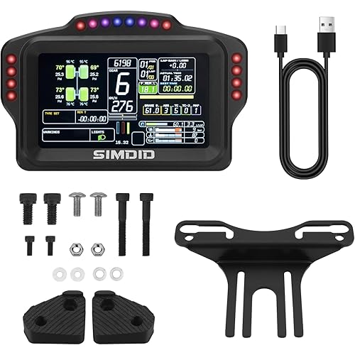 MiYee DV480 PRO Dashboard Sim Racing Dash Display with 5" Screen & 16 RGB LEDs for Simulation Racing Games Accessories