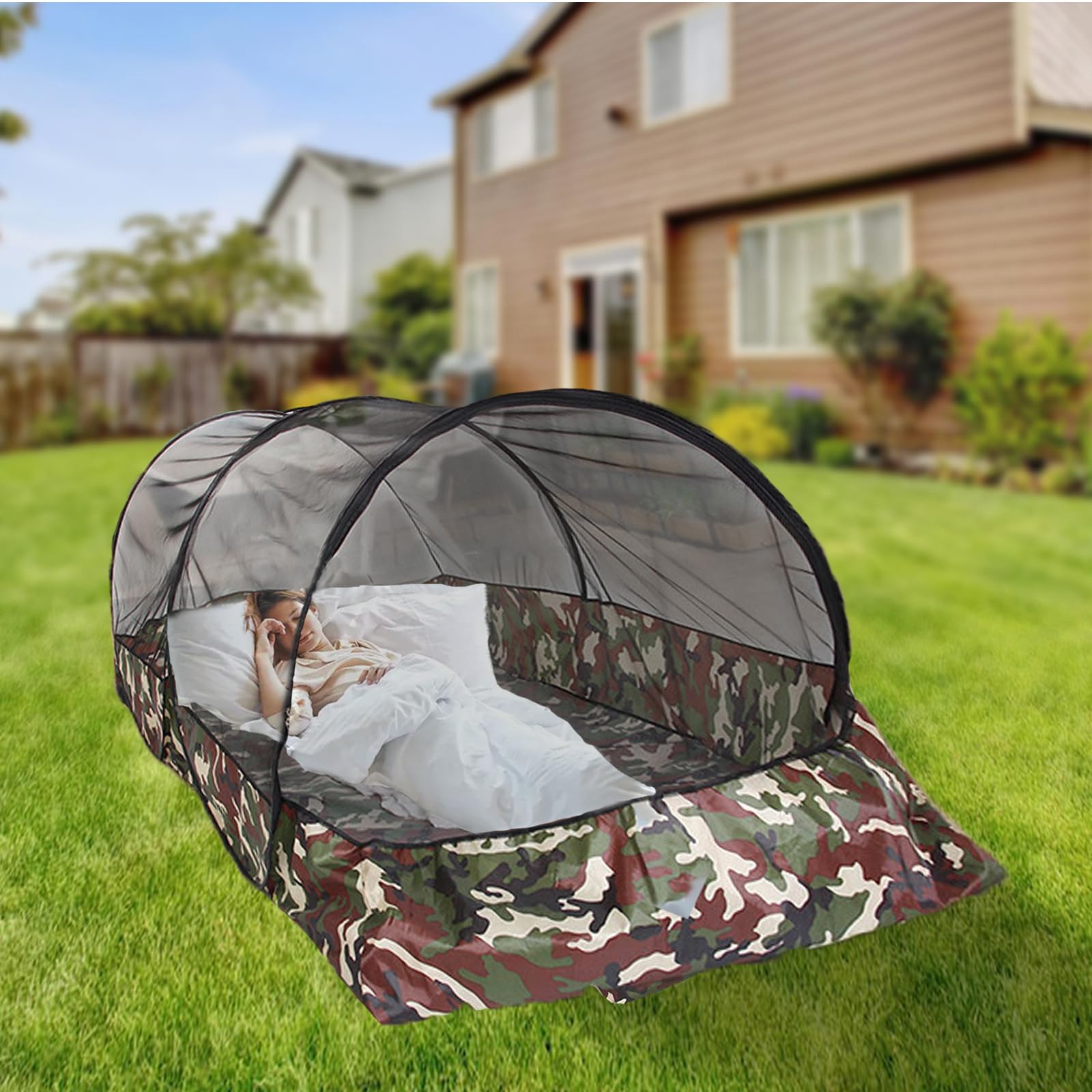 CMINGJ Tragbares Moskitonetz, faltbar, Pop-Up-Reise-Moskitonetz für Bett, kostenlose Installation, geeignet für Baby-Erwachsene, Schlafzimmer, Camping, Nickerchen, Terrasse, Reißverschluss unten