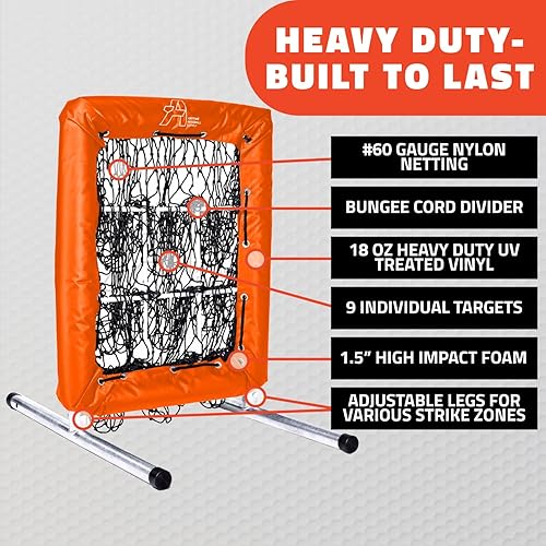 Miniatura 2 de Red de lanzamiento de béisbol Anytime con zona de strike  La red No Hitter de 9 agujeros  Objetivo de zona de strike para entrenamiento de béisbol y