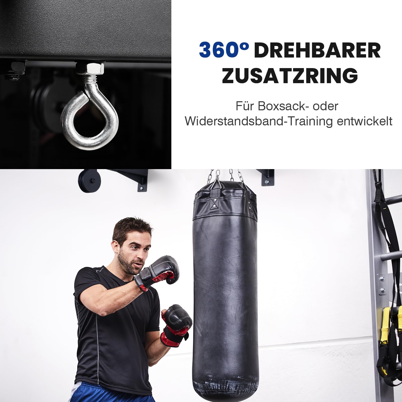 LIONSCOOL Klimmzugstange Wand mit Seilzug-System, Mehrgriff-Klimmzugstange mit Kabelzug, Pull Up Bar mit Kabelzug-System, ideal für das Heim-Fitnessstudio