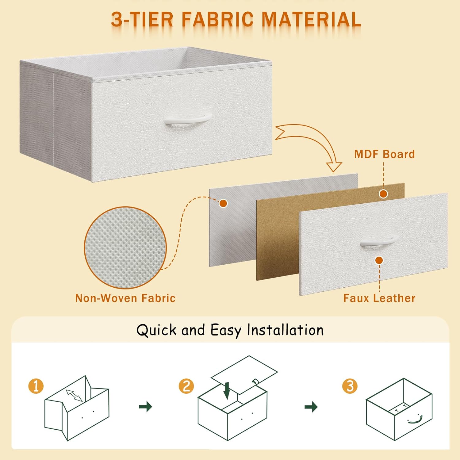 Modern Corner Vanity Desk with 6 Fabric Drawers Power Outlet Side Pocket L Shaped Drawers Makeup Desk Dressing Table for Girls Women Bedroom (White)