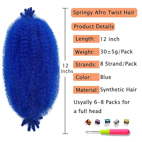 Miniatura 2 de 3 paquetes de cabello rizado afro trenzado sintético Marley Twist de 12 pulgadas, extensiones de cabello rizado para trenzas suaves de mariposa,