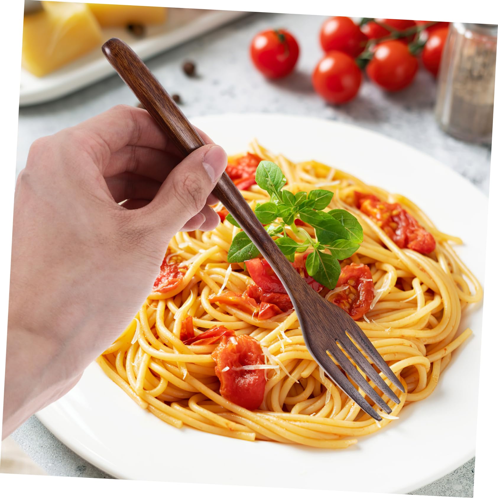 Garneck 4pcs Natural Oval Ladle Cooking Tool Mixing Fork Small Serving Fork Dinner Forks Fish Fork Cocktail Forks Fork for Stirring Food Fork Cooking Fork Cookware Small Fork Wooden Brown