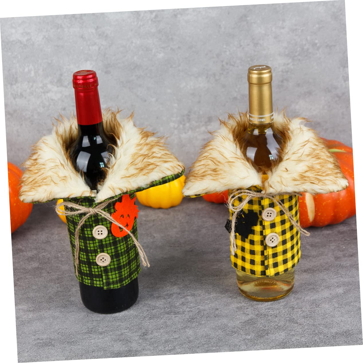 MAGICLULU 3 Ensembles Housse De Bouteille en Tissu À Carreaux Faux Shot De Vin De Noël Bouteilles Flacon Boire des Vêtements De De Vin Faux Manchons De 4 pièces * 3