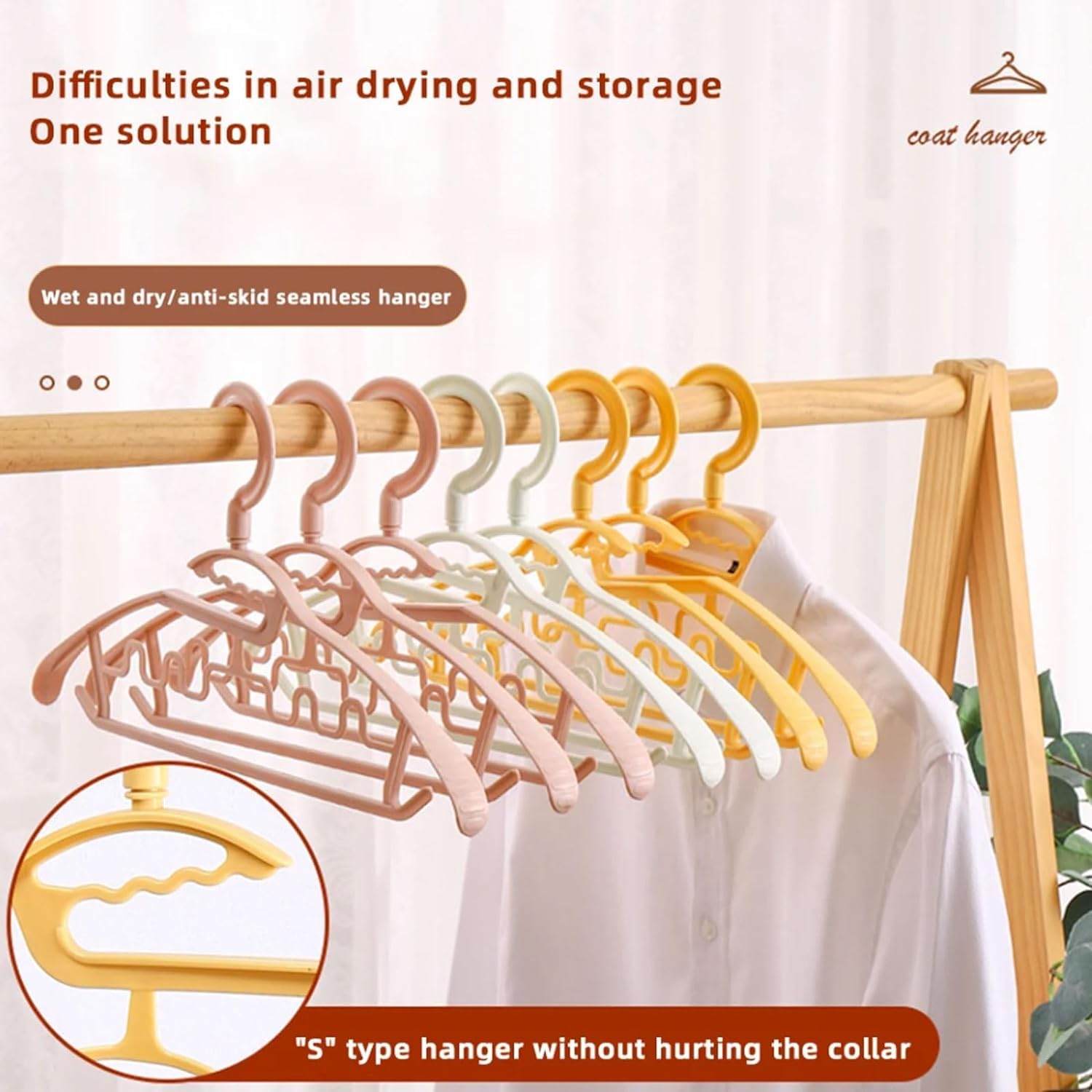 Kleiderbügel Rockbügel 10 Stück Kunststoff Platzsparende T-Shirt Kleiderbügel Rack Weste Unterwäsche Mit Hosenstange Für Anzug, Kleid, Hose Hosenkleiderbuegel(Yellow)