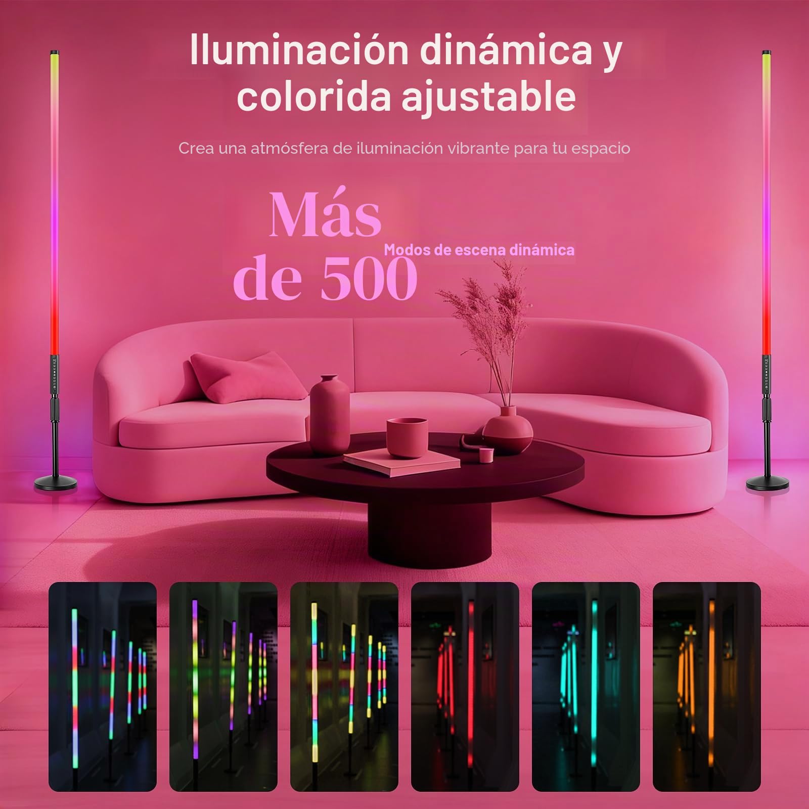 6 Luces LED de vídeo de 120 cm LUXCEO con trípode, 2,4 G, luz LED de Mano, Regulable y Modo de música, batería de 5000 mAh, lámpara de Fotos RGB para Youtube, transmisión de Juegos, Bar