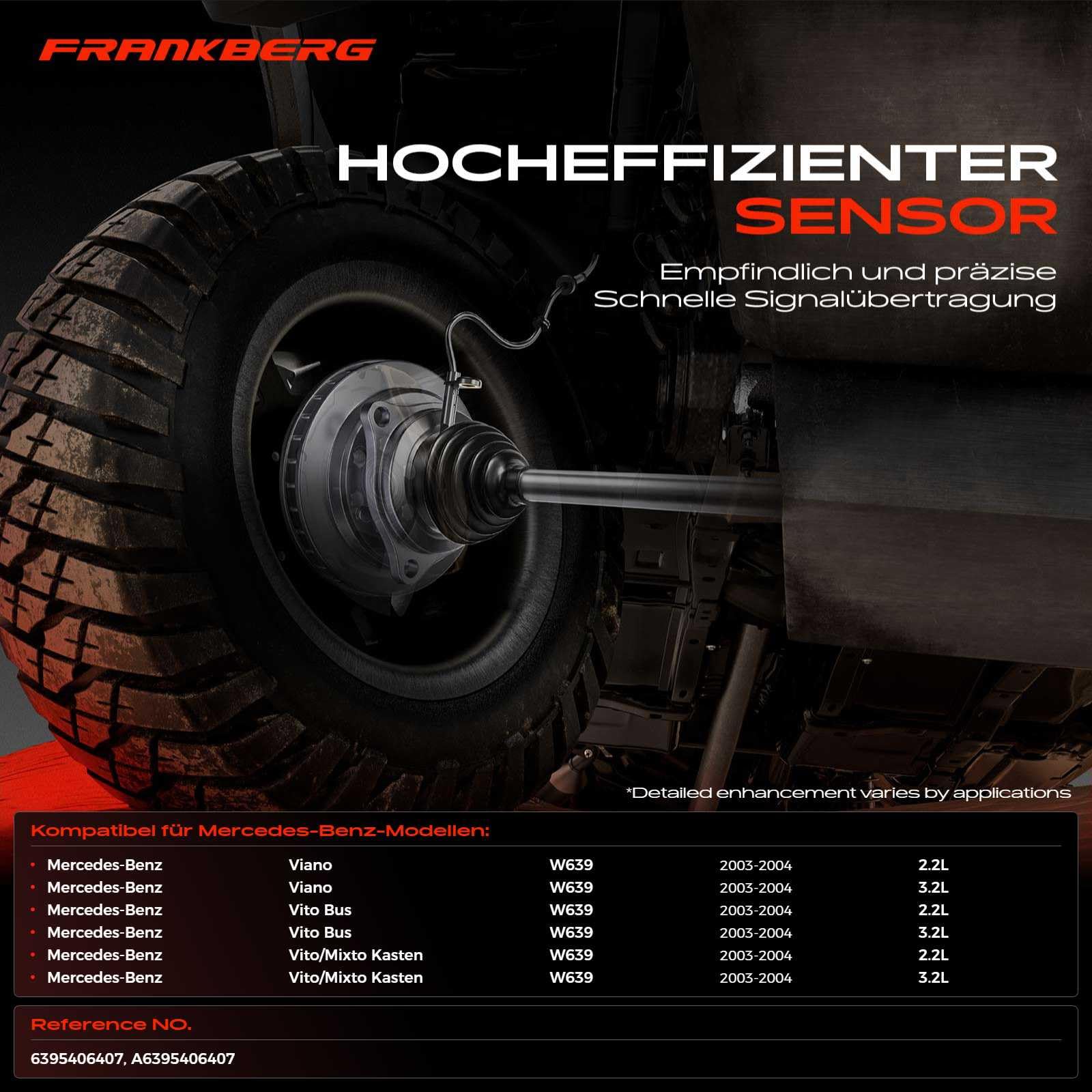 Frankberg ABS Speed Sensor czujnik prędkości koła czujnik prędkości koła ABS czujnik prędkości obrotowej koła Replace # A6395406407