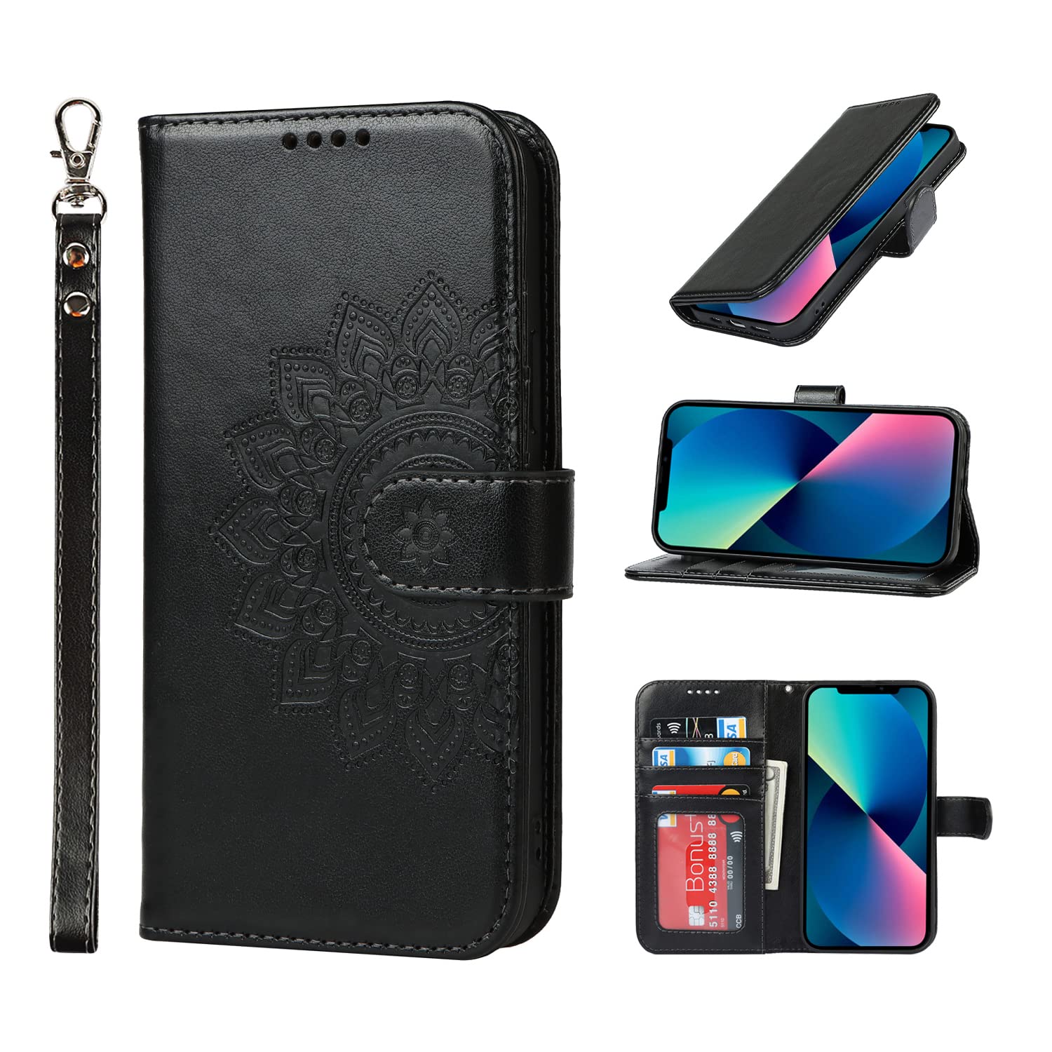 Custodia a portafoglio per iPhone in pelle pieno fiore: custodia di ricarica wireless magnetica e staccabile - Italia Custodia a portafoglio per iPhone in pelle pieno fiore: custodia di ricarica wireless magnetica e staccabile - Italia