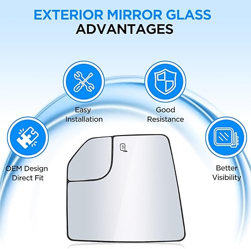 Miniatura 5 de BDFHYK Espejo calefactable para el lado izquierdo del conductor, compatible con Ford F150 2015-2020, espejo exterior con placa trasera, FL3Z17K707L