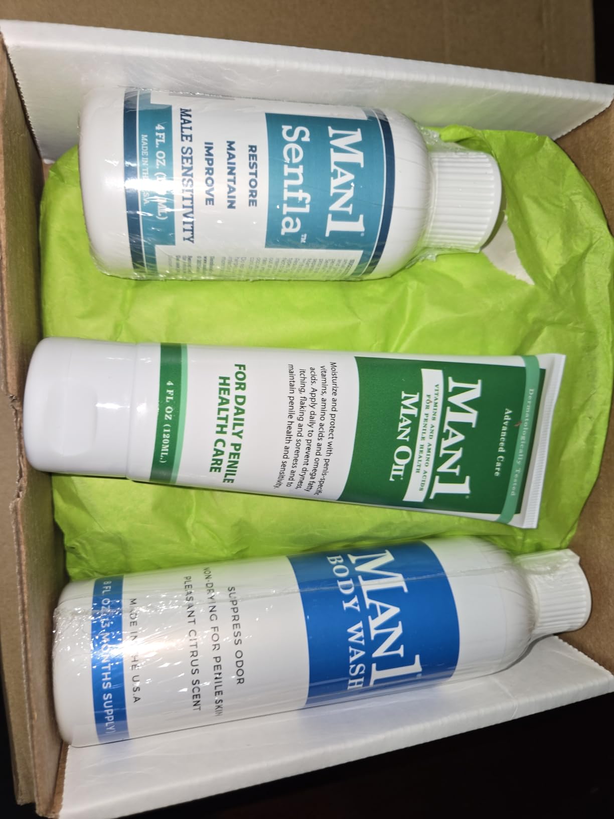 Man1 Man Oil Man1 Collection: Penile Health Gift for His Anniversary, Birthday or Holiday. Give Him a Unique Present He’ll Love. Three Premium Products for Complete Penile Care: Man1 Man Oil, Senfla and Body Wash 8 Fl Oz