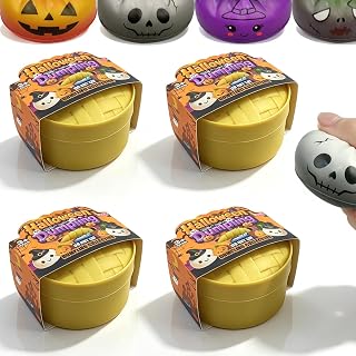 Pinkiwine 4 Pack Halloween Slow Rising Squishies Baozi Squishy Toys Mystery Squishy Box Squeeze Toys for Kids Stress Relief Desk Toys Halloween Party Favors Halloween Treat Bags Gifts