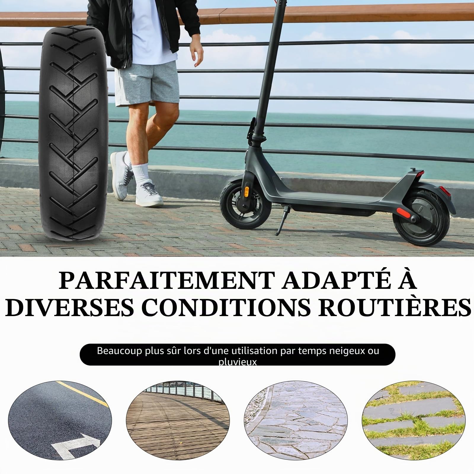 Lot de 2 Pneus Sans Chambre à air de 10 Pouces pour Xiaomi 4Pro/4Lite Scooter électrique - Accessoires de Scooter électrique Pneus Tubeless 250 x 54 - Pneu de Route épais Anti-explosion