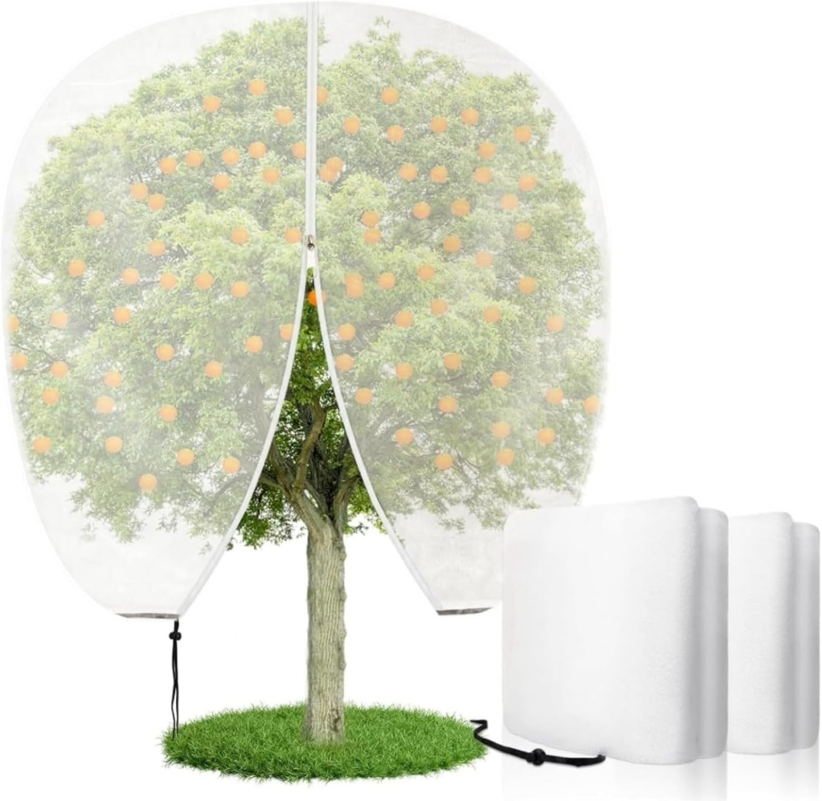 Red de protección para árboles frutales – 2 redes de jardín grandes con cierre de cremallera y cordón para pájaros y plagas para árboles frutales, soluciones eficaces de defensa de plantas