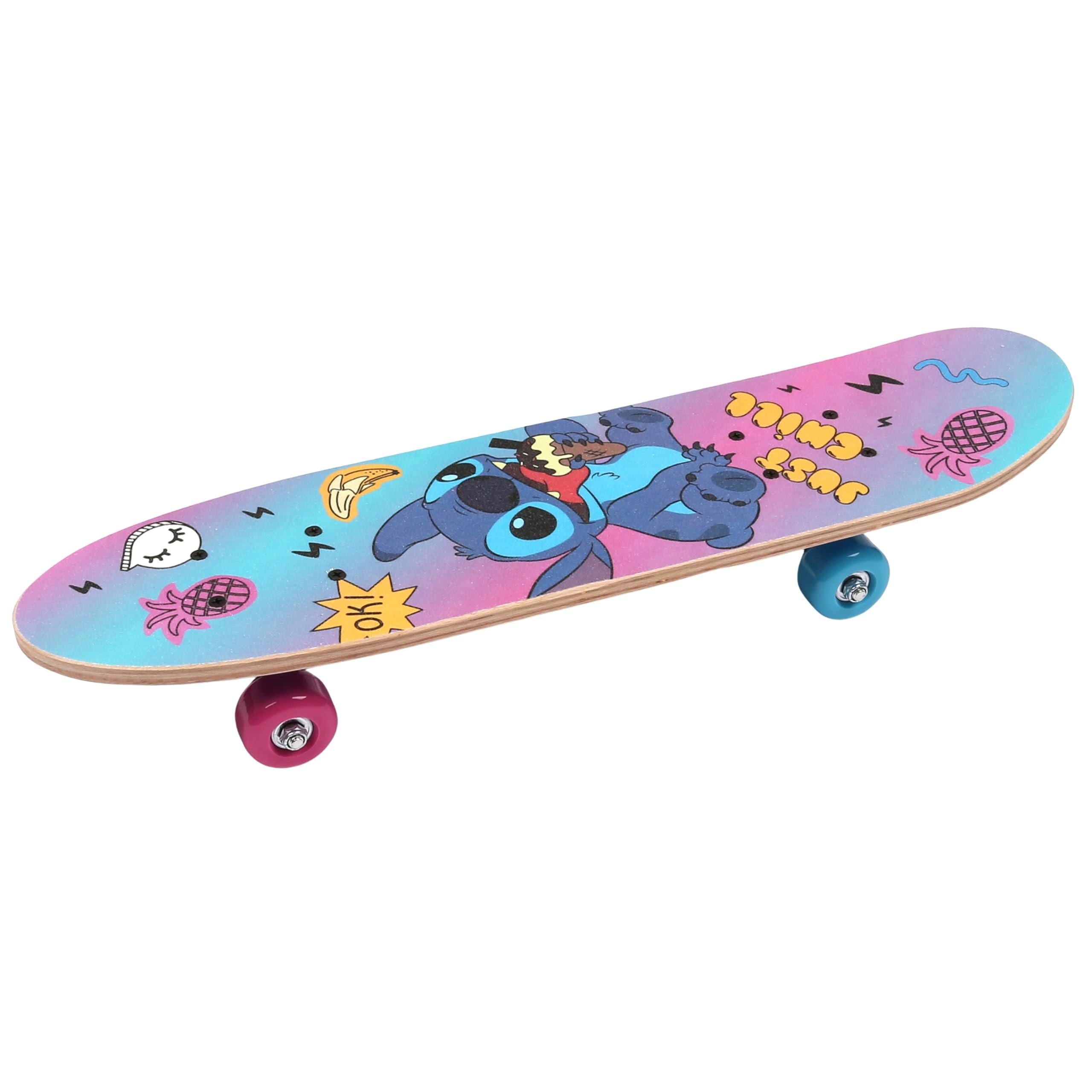Disney Stitch Planche à roulettes en Bois 61cm, antidérapante, légère et Stable 20-50kg